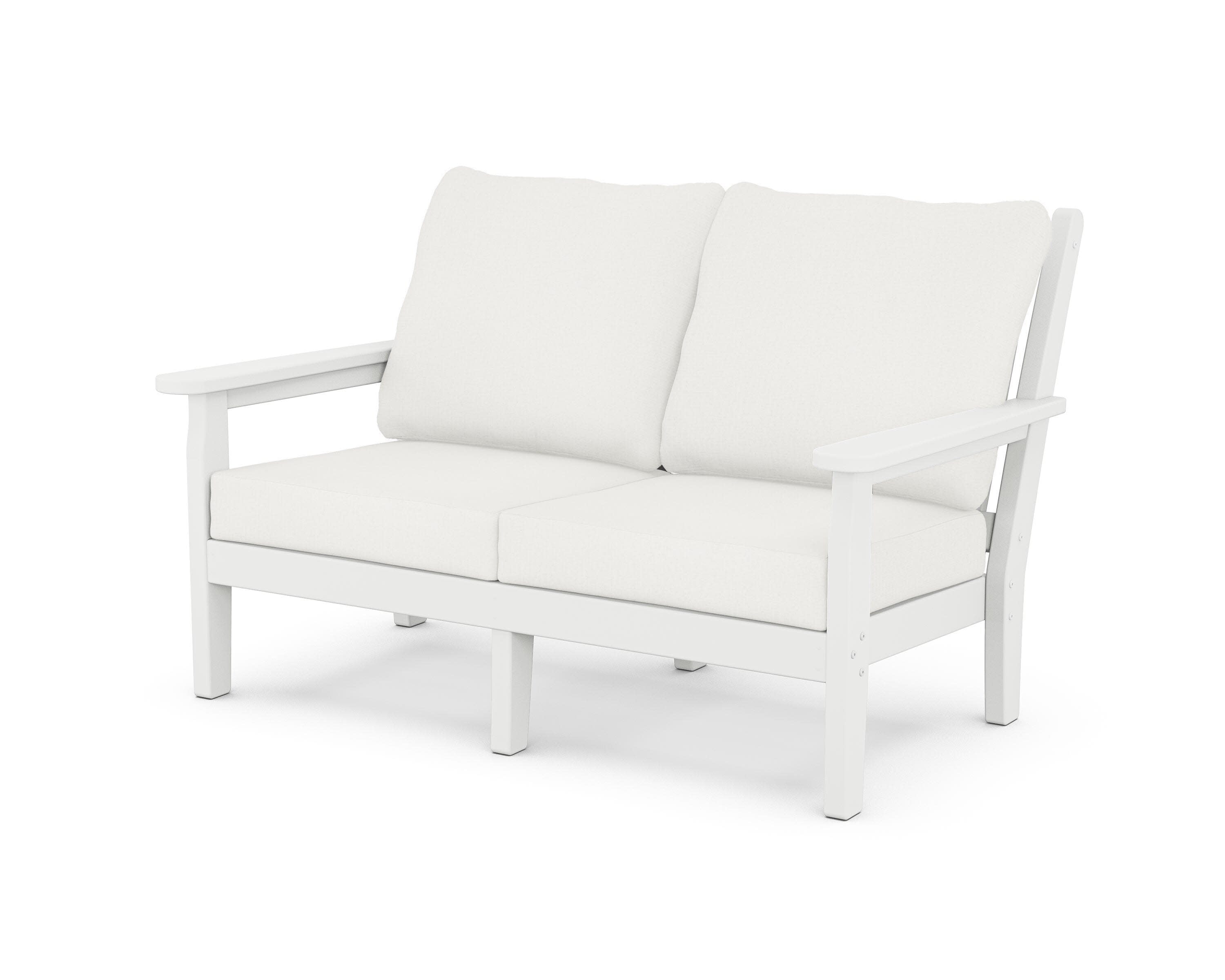Chippendale Deep Seating Loveseat in White / Natural Linen