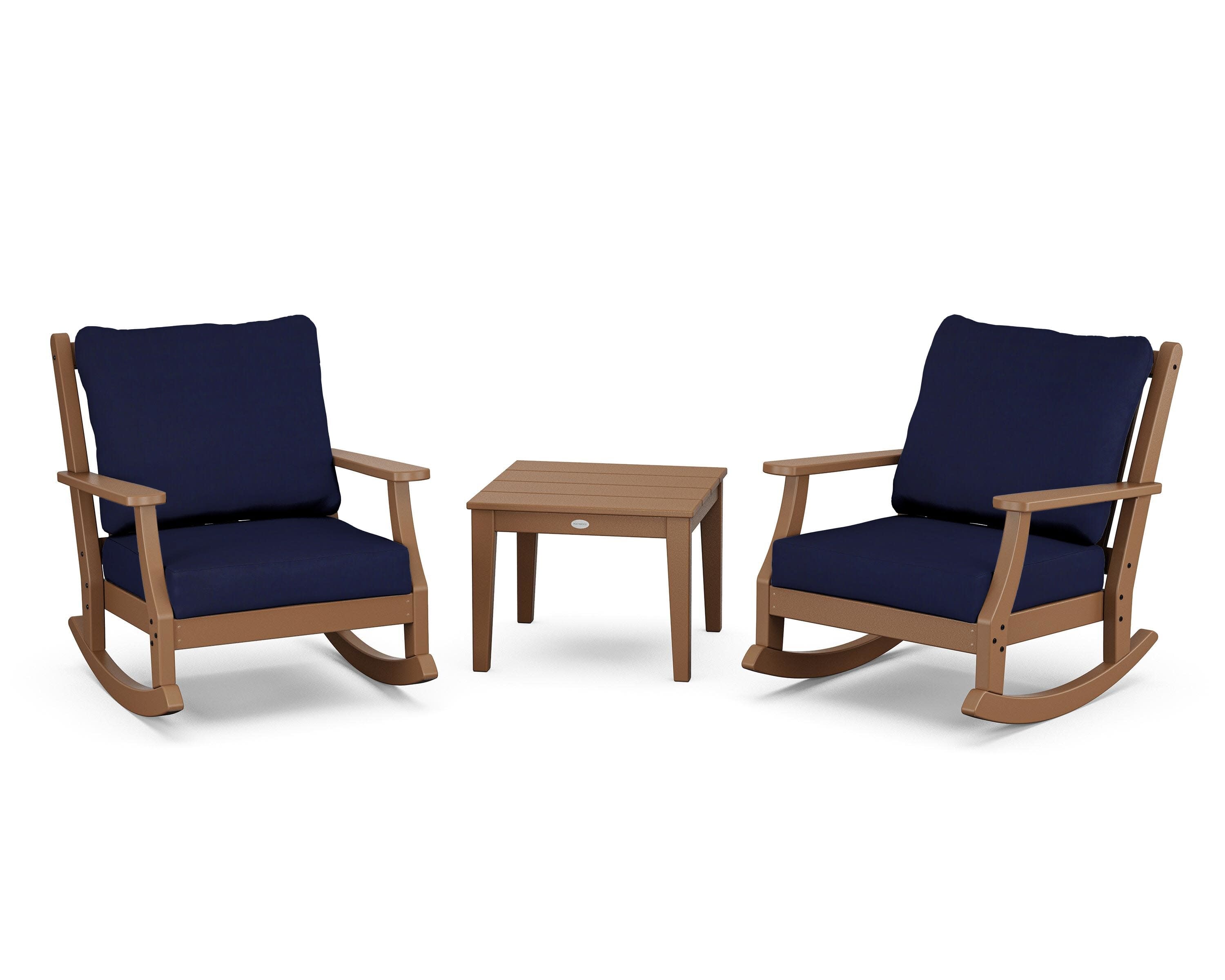 Wovendale 3-Piece Deep Seating Rocker Set in Teak / Navy