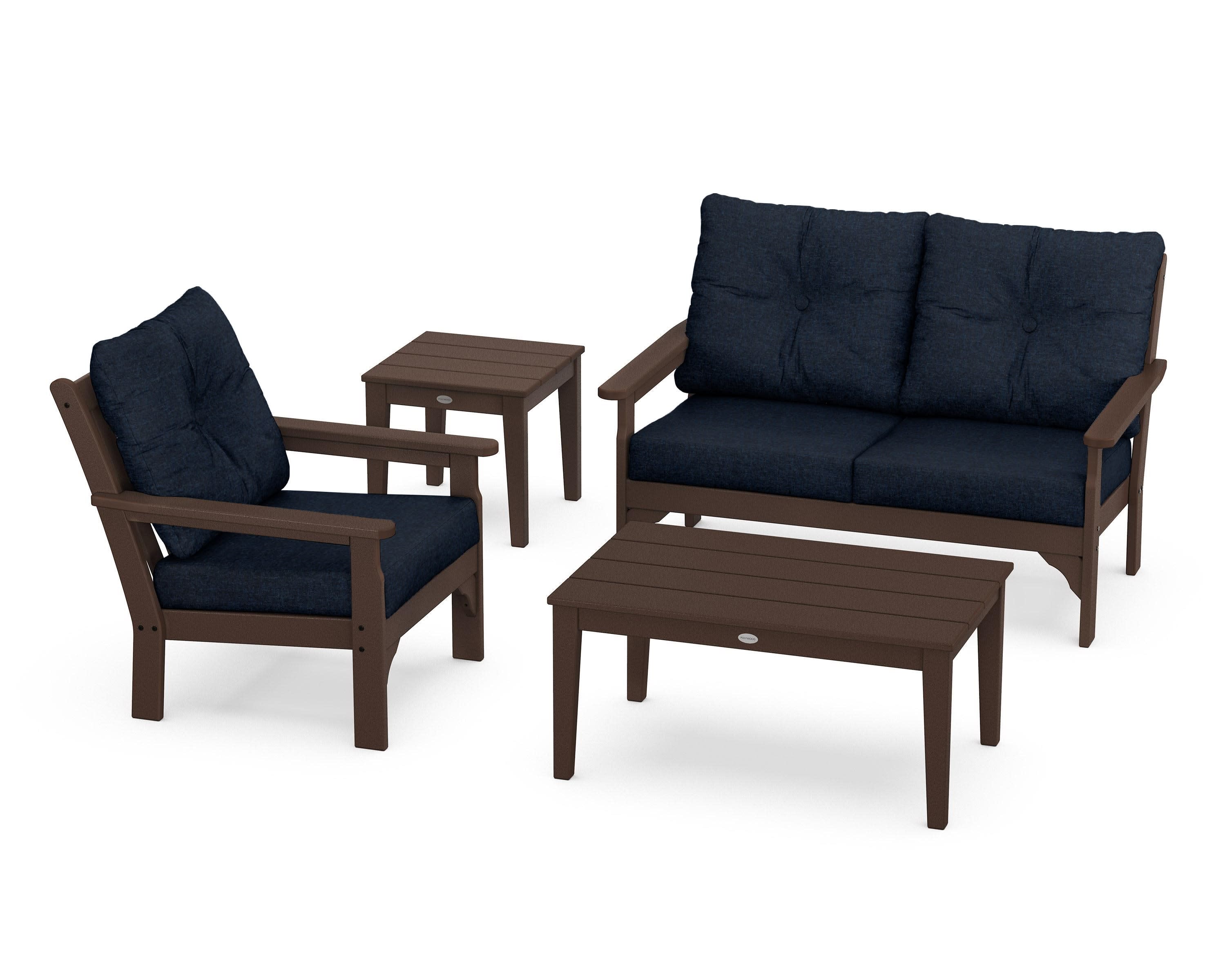 Vineyard 4-Piece Deep Seating Set in Mahogany / Marine Indigo