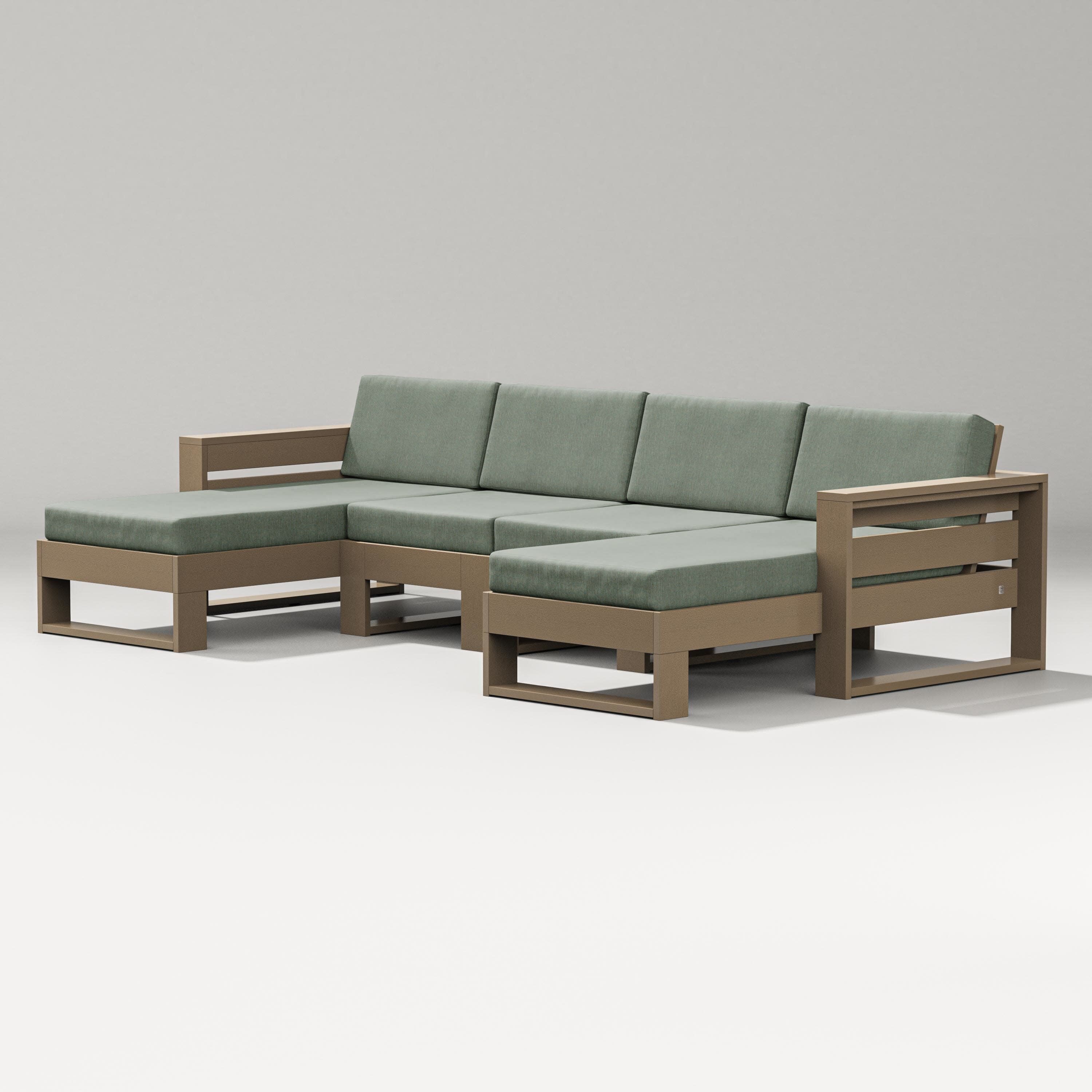 Latitude Double Chaise Sectional in Vintage Sahara / Cast Sage