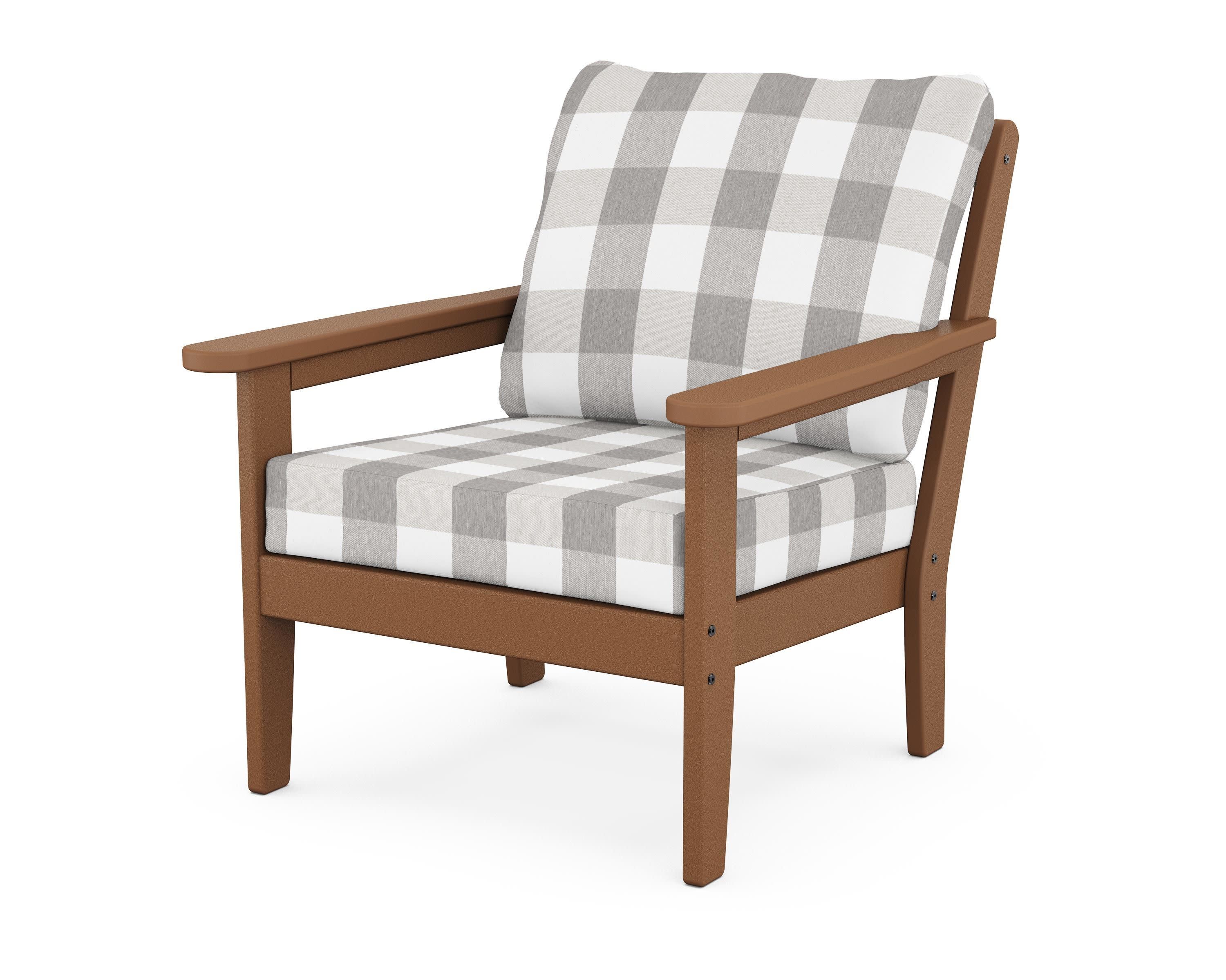 Cottage Deep Seating Chair in Teak / Buffalo Plaid Grey Mist