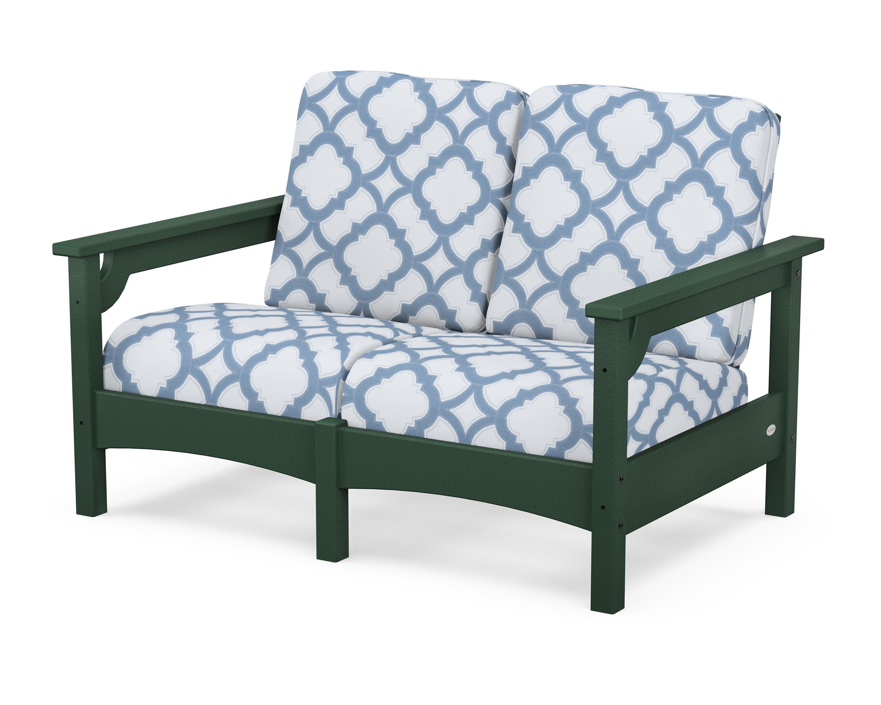 Club Loveseat in Green / Trellis Sky Blue