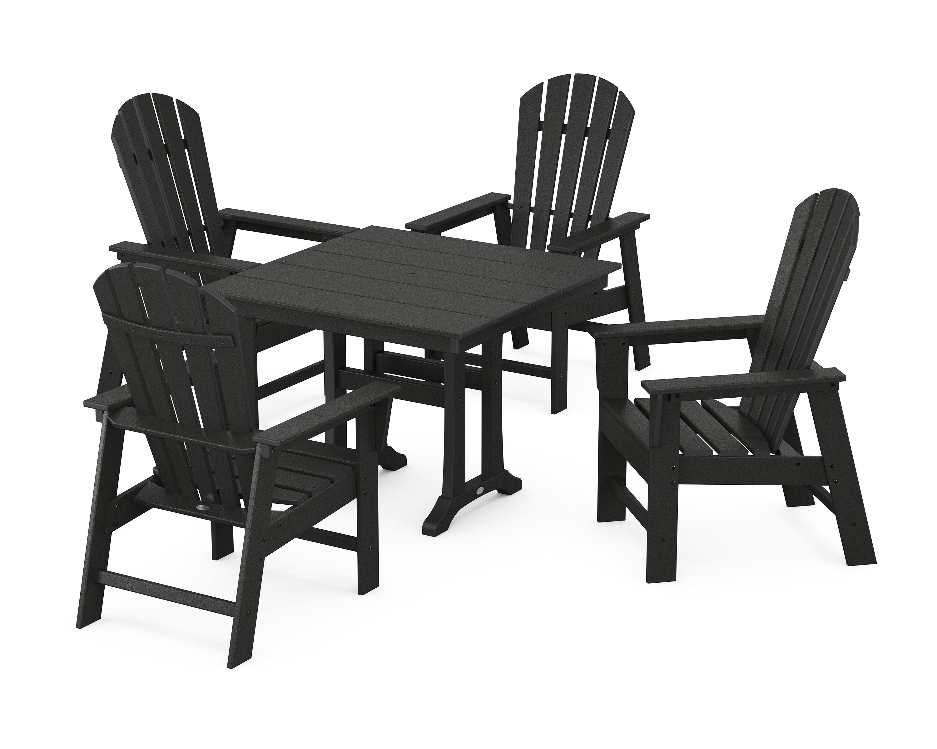 South Beach 5-Piece Farmhouse Dining Set With Trestle Legs in Black