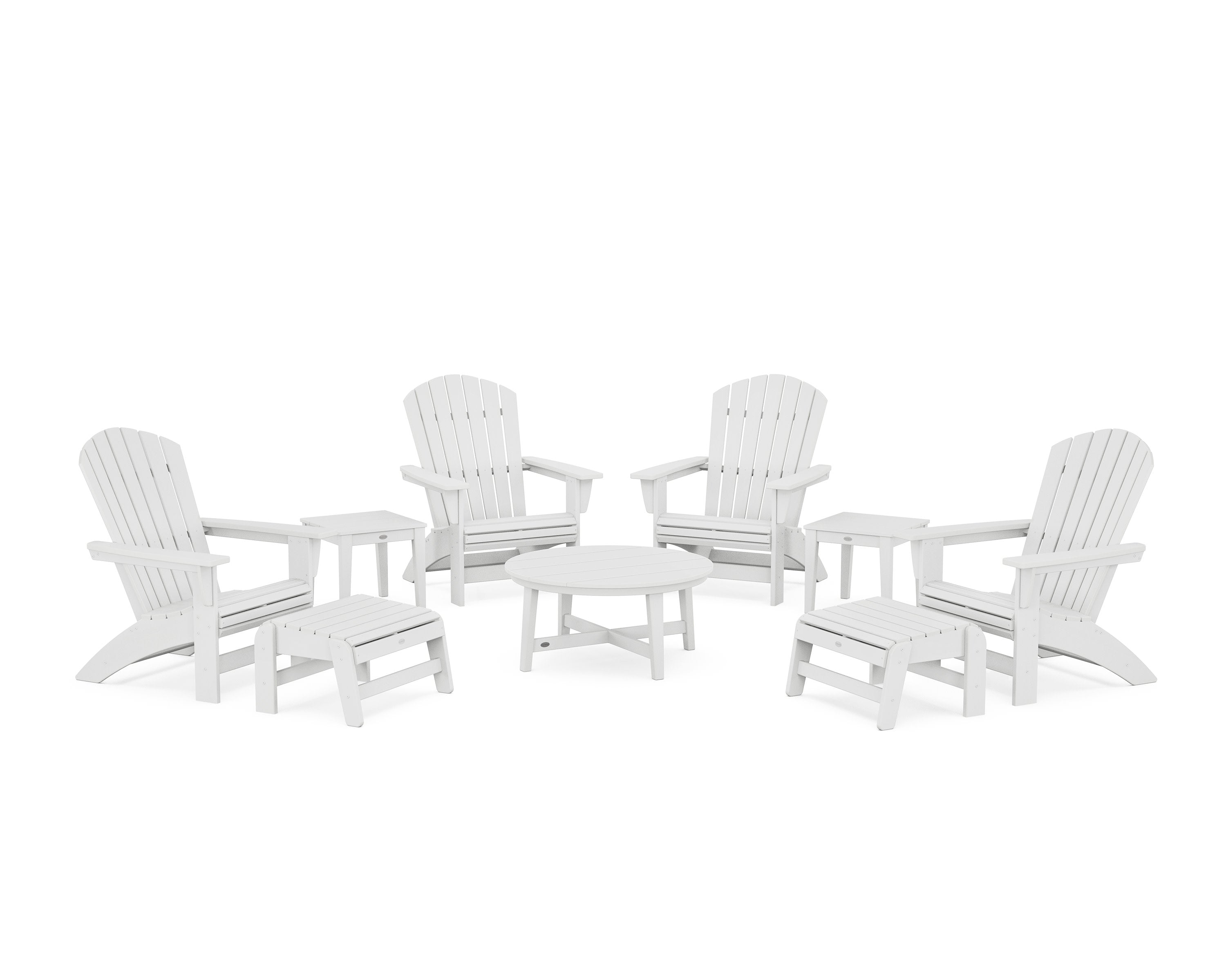 Nautical Grand Adirondack 9-Piece Conversation Set in White
