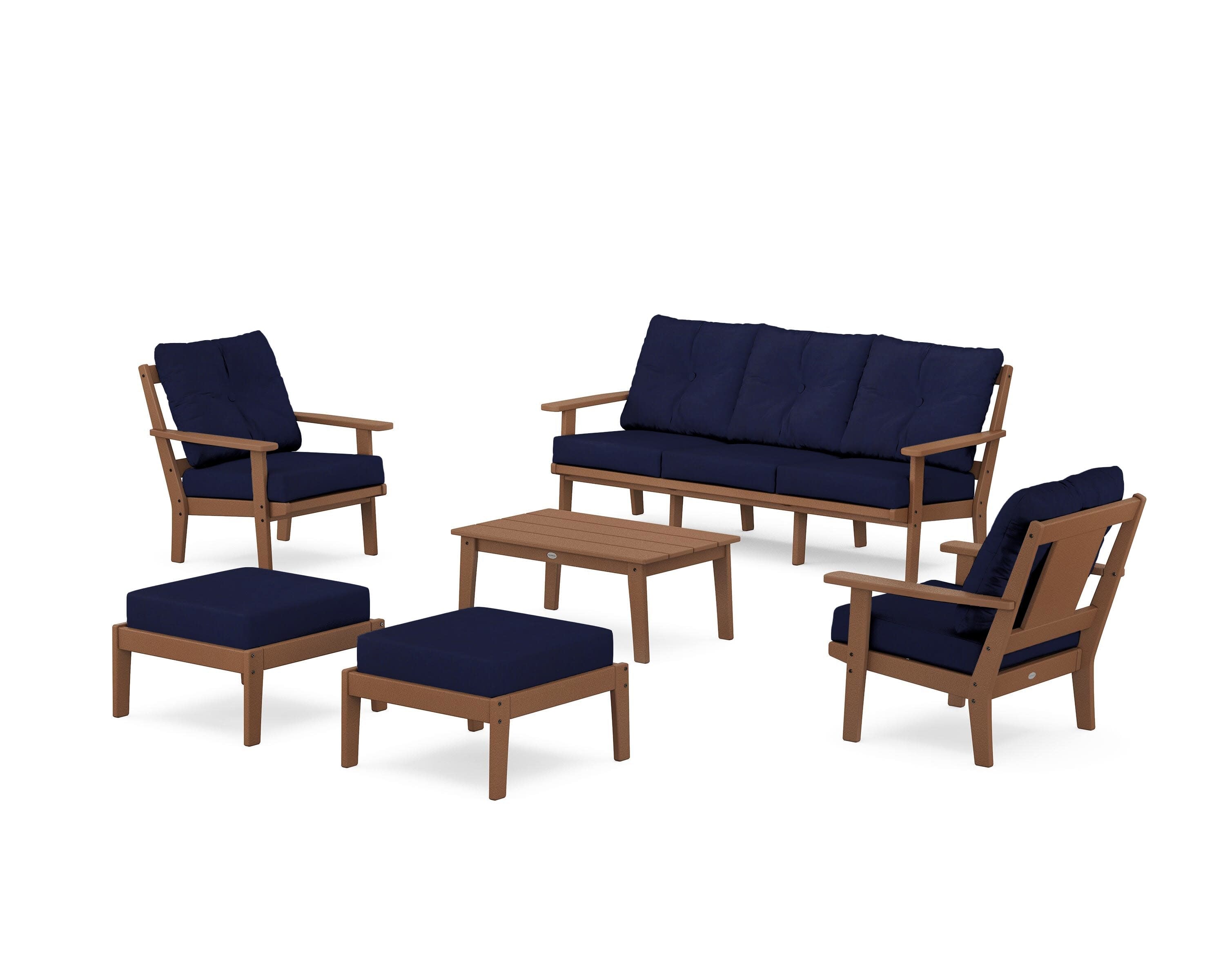 Prairie 6-Piece Lounge Sofa Set in Teak / Navy