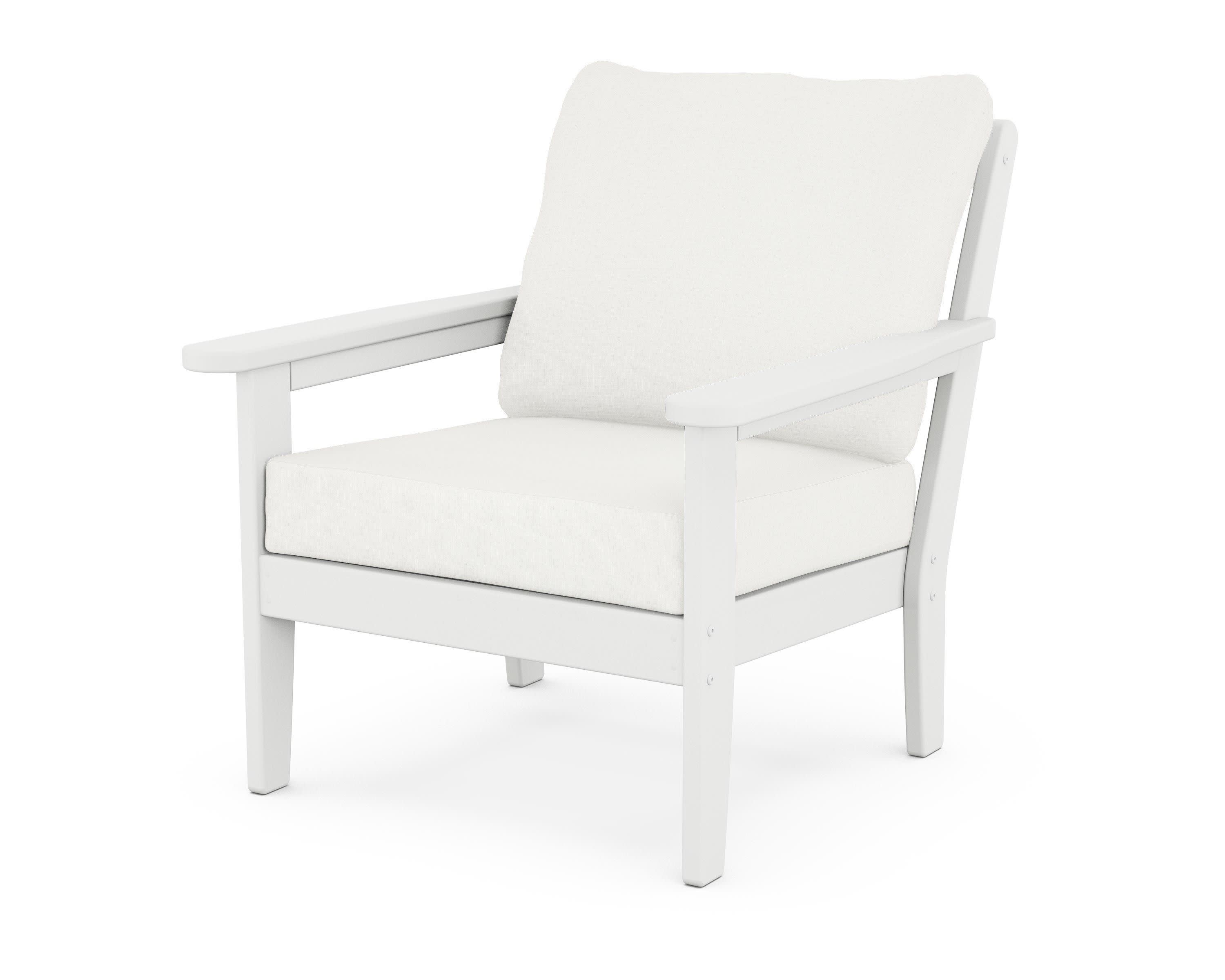 Cottage Deep Seating Chair in White / Natural Linen