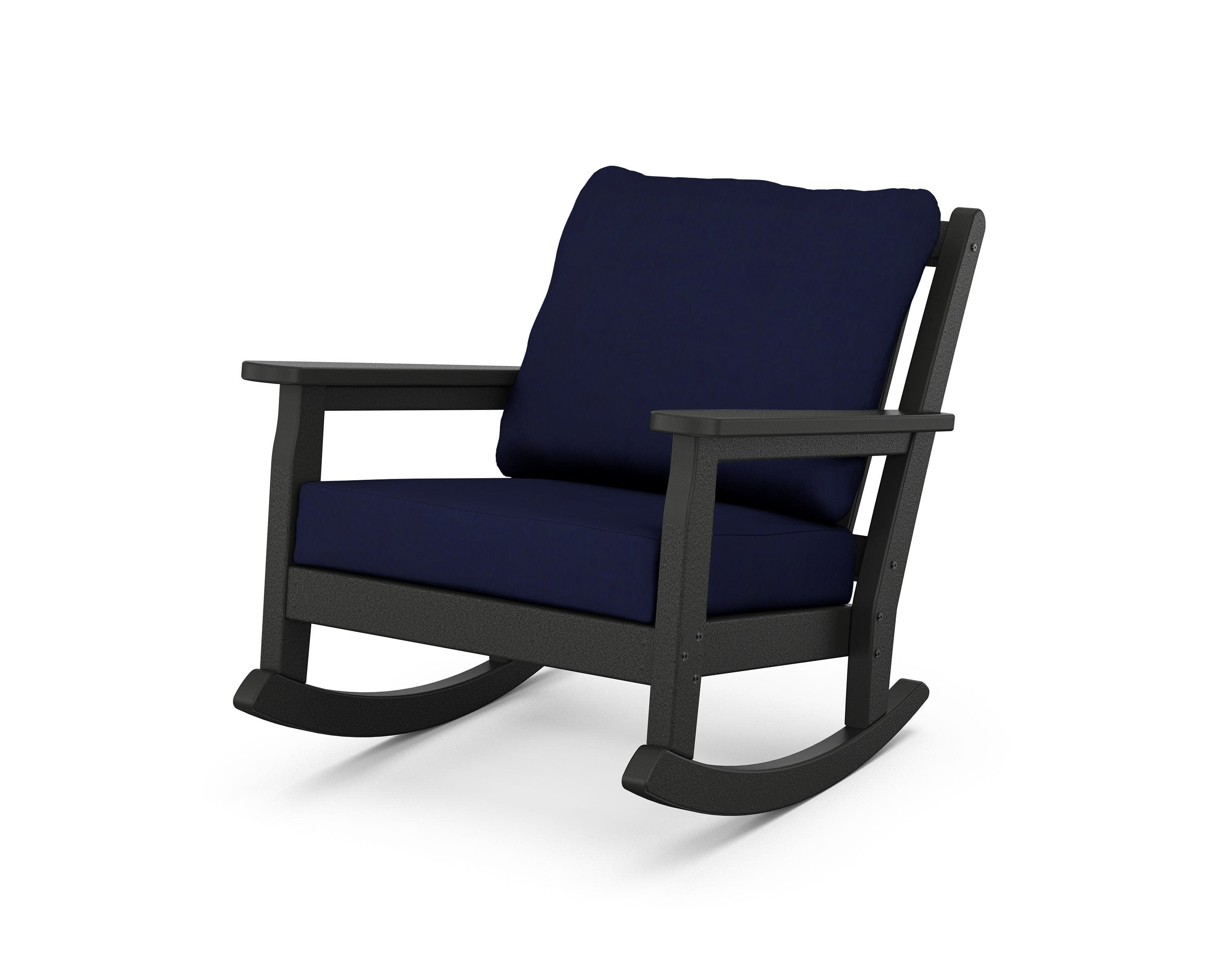 Chippendale Deep Seating Rocking Chair in Black / Navy