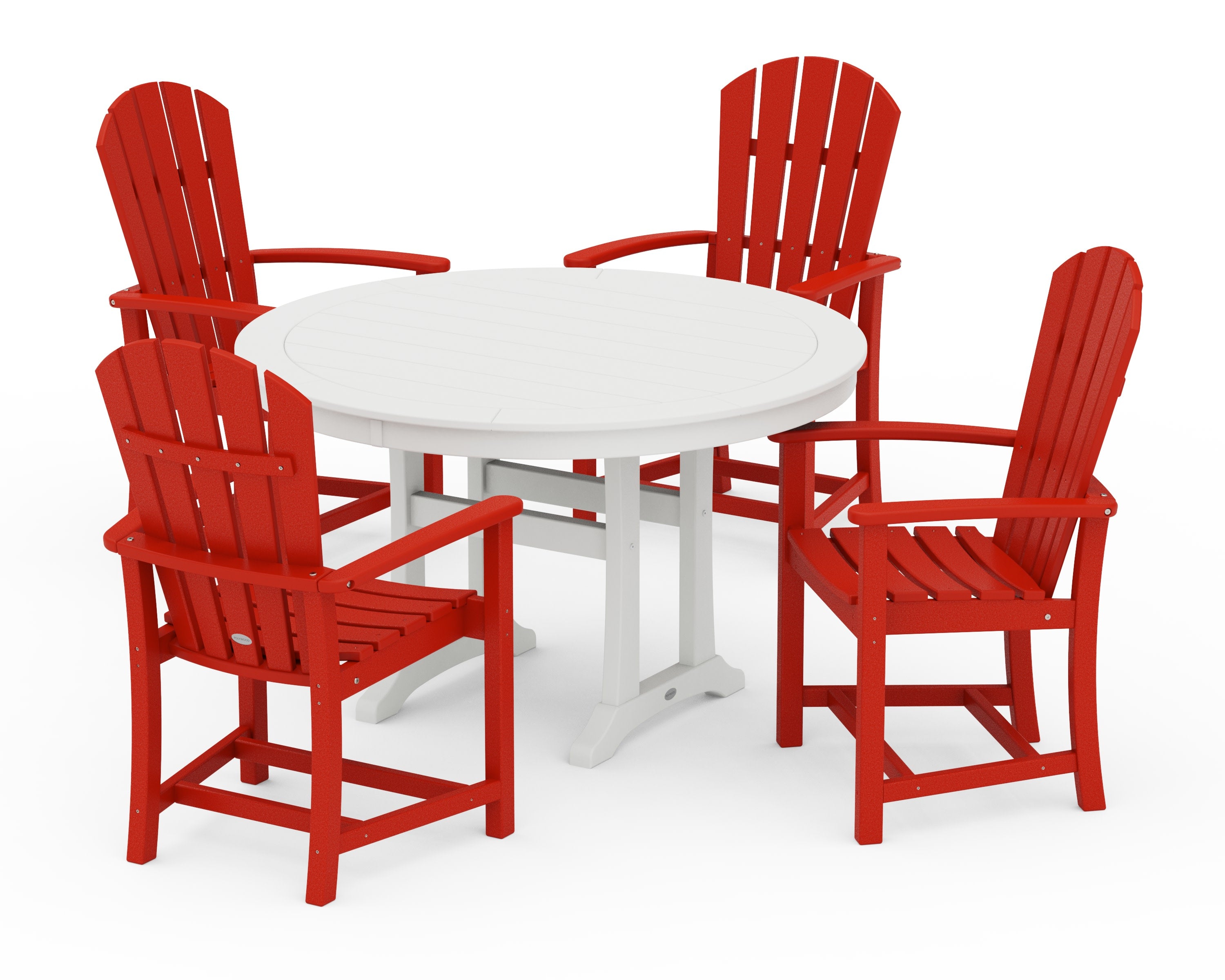 Palm Coast 5-Piece Round Dining Set in Sunset Red / White