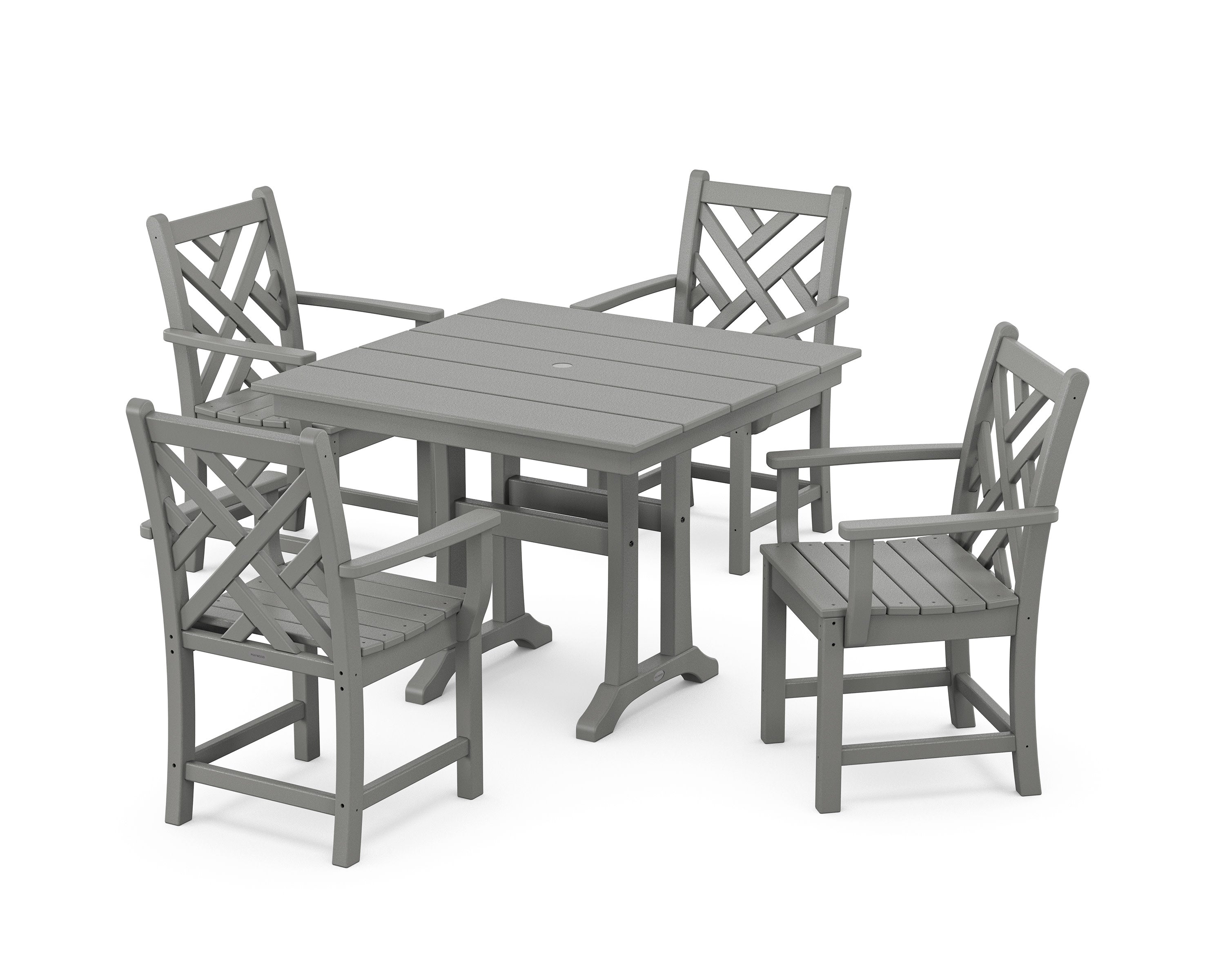 Chippendale 5-Piece Farmhouse Trestle Arm Chair Dining Set in Slate Grey