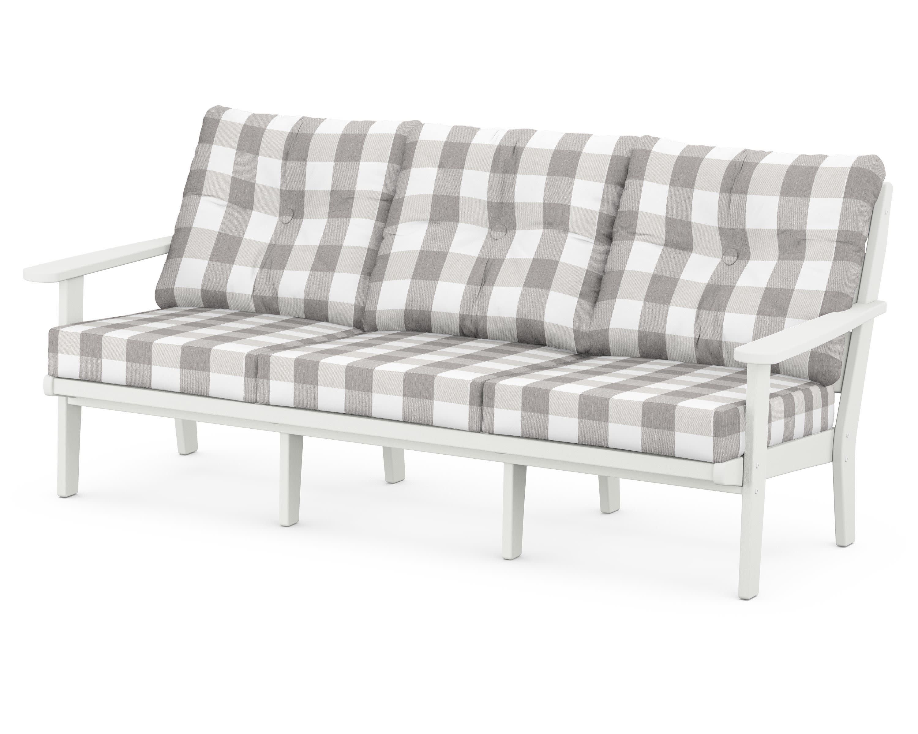 Lakeside Deep Seating Sofa in Vintage White / Buffalo Plaid Grey Mist