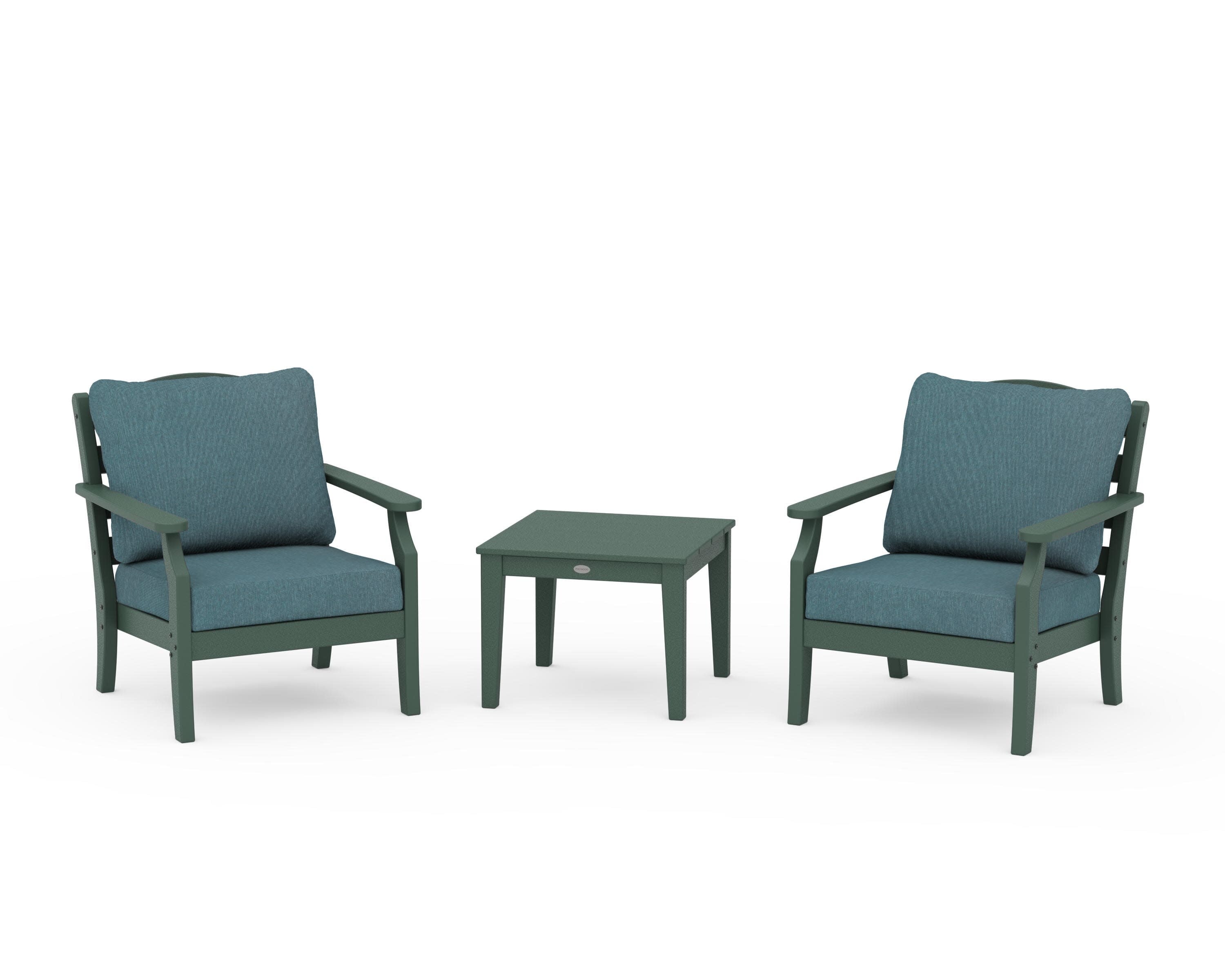 Savannah 3-Piece Deep Seating Set in Green / Ocean Teal