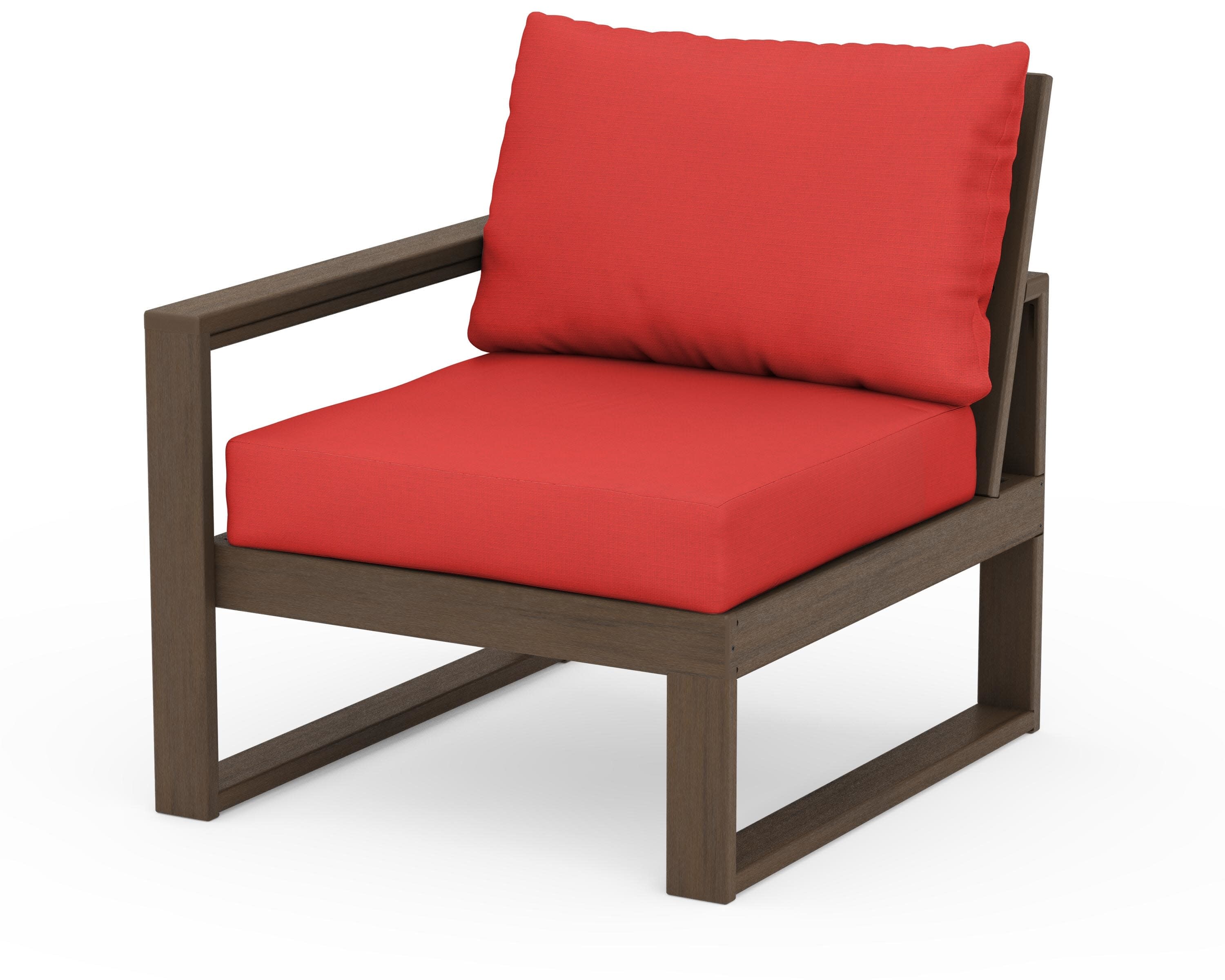 EDGE Modular Left Arm Chair in Kona / Crimson Linen