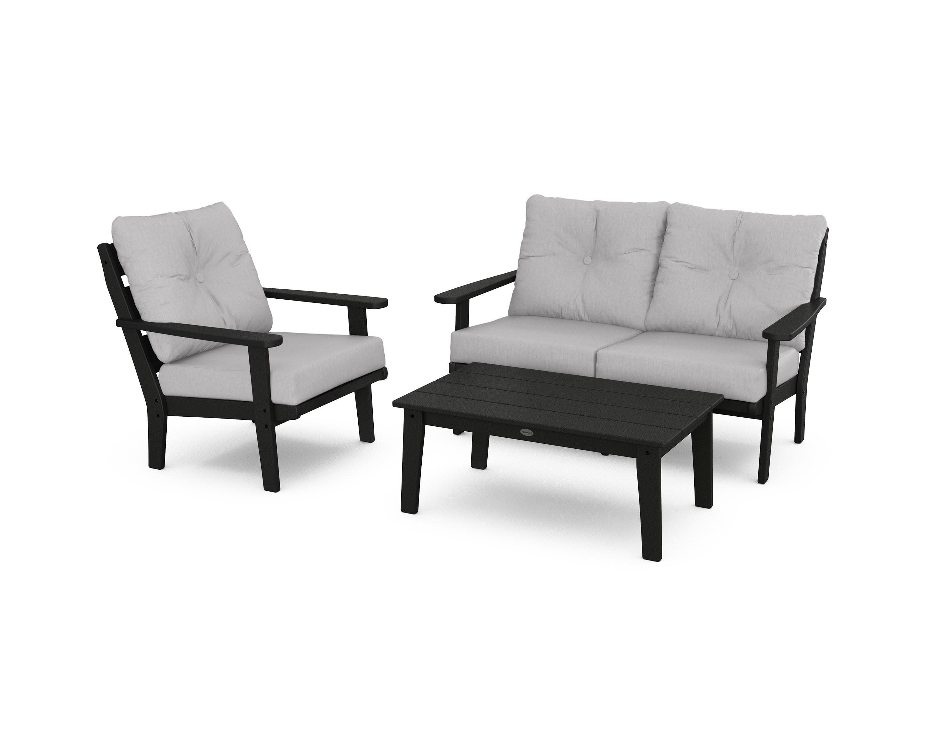 Lakeside 3-Piece Deep Seating Set in Black / Granite