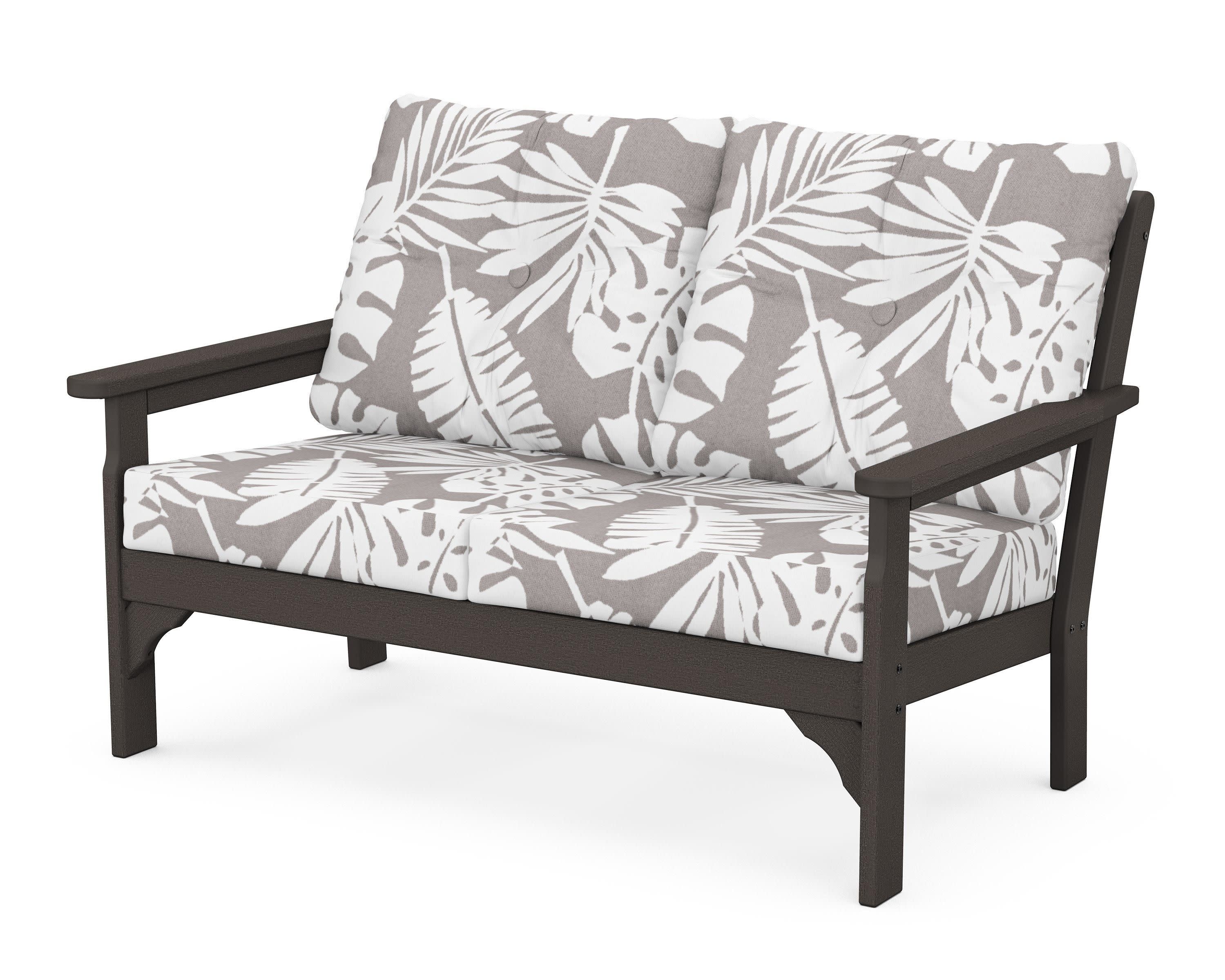 Vineyard Deep Seating Loveseat in Vintage Coffee / Leaf Grey Mist