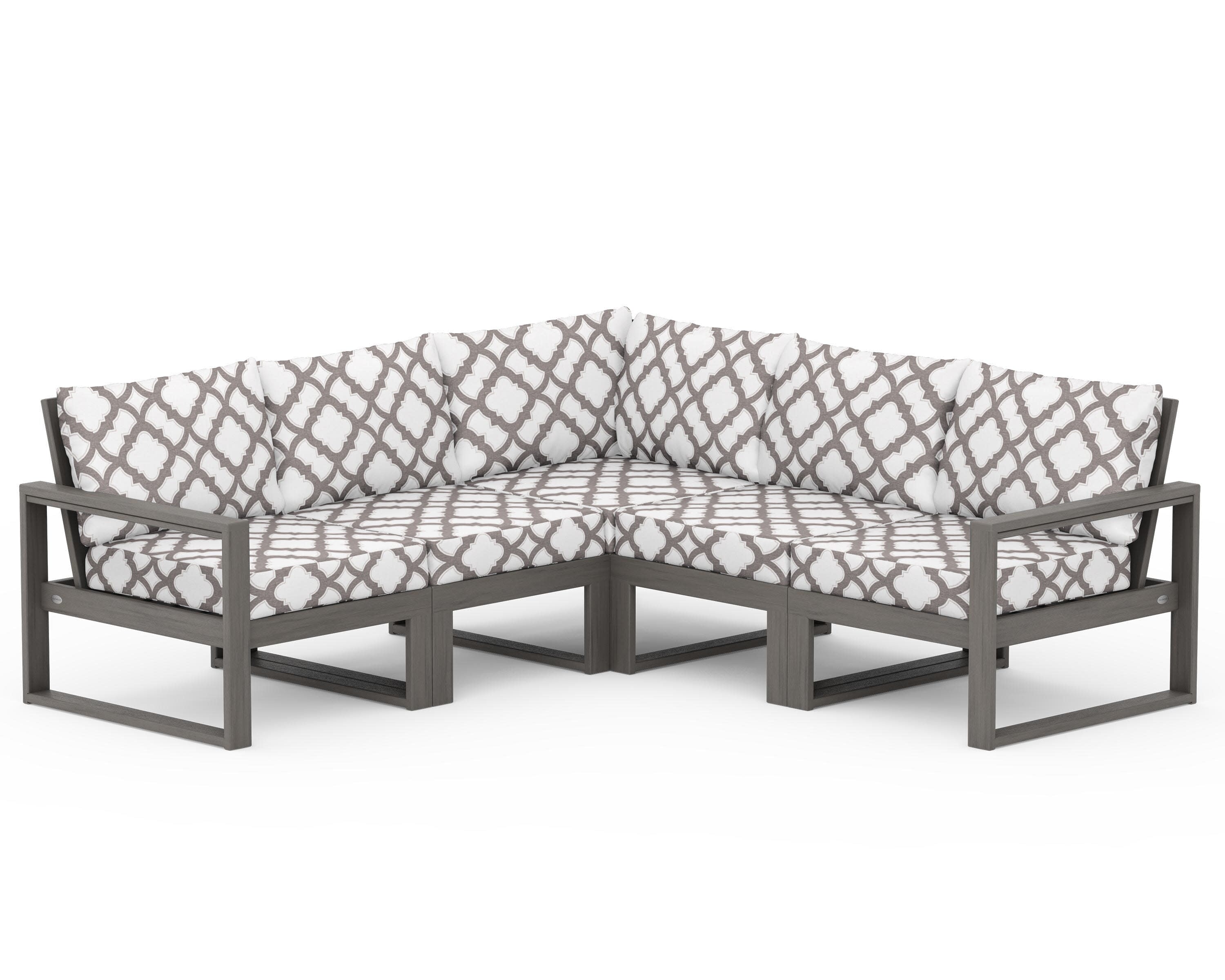 EDGE 5-Piece Modular Deep Seating Set in Driftwood / Trellis Grey Mist