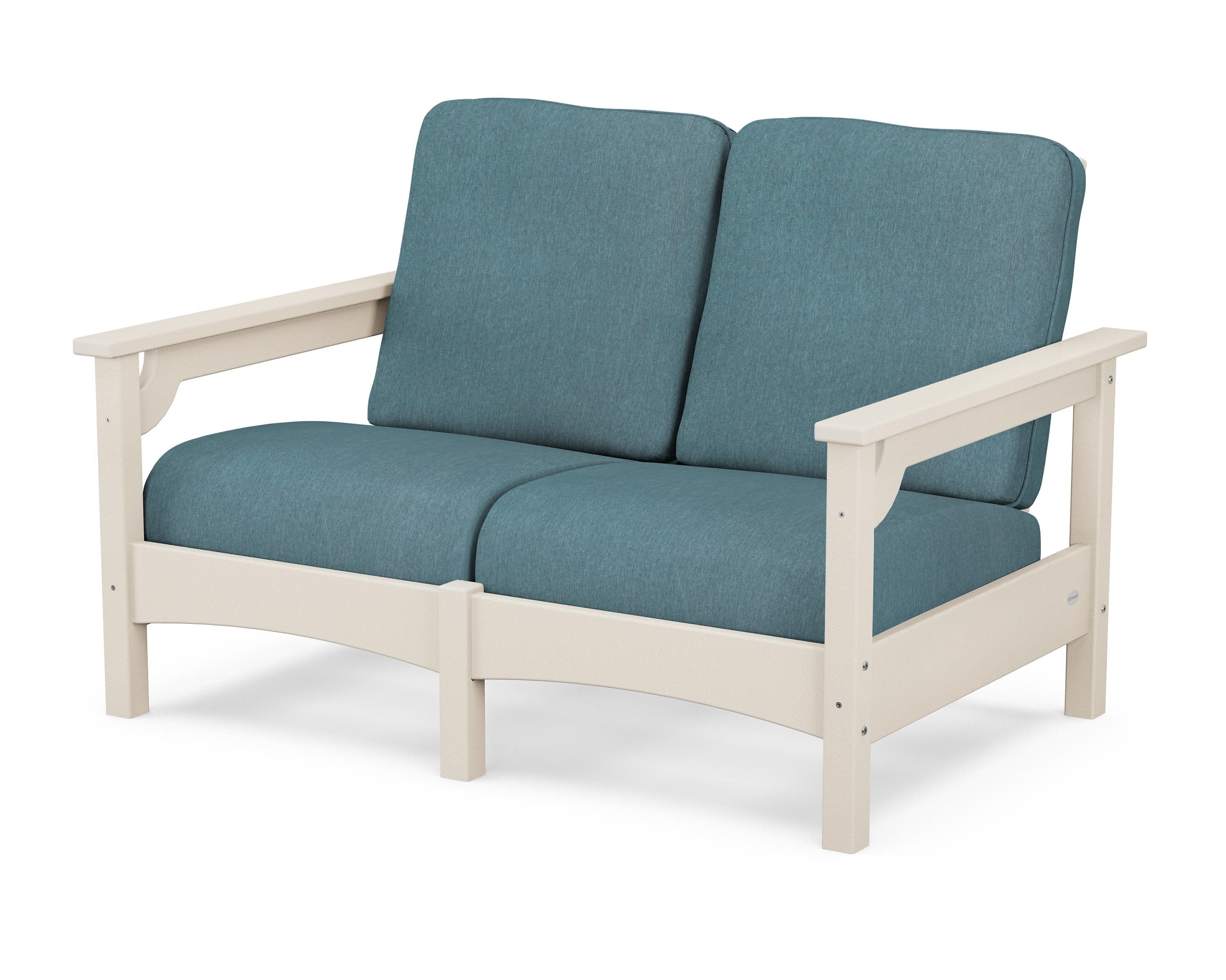 Club Loveseat in Sand / Ocean Teal