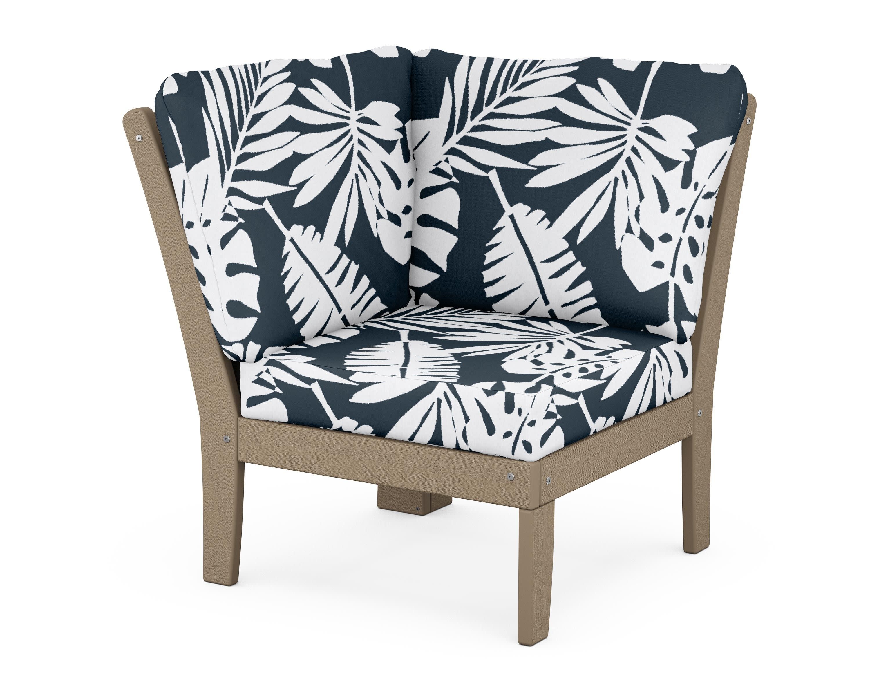 Braxton Modular Corner Chair in Vintage Sahara / Leaf Marine Indigo
