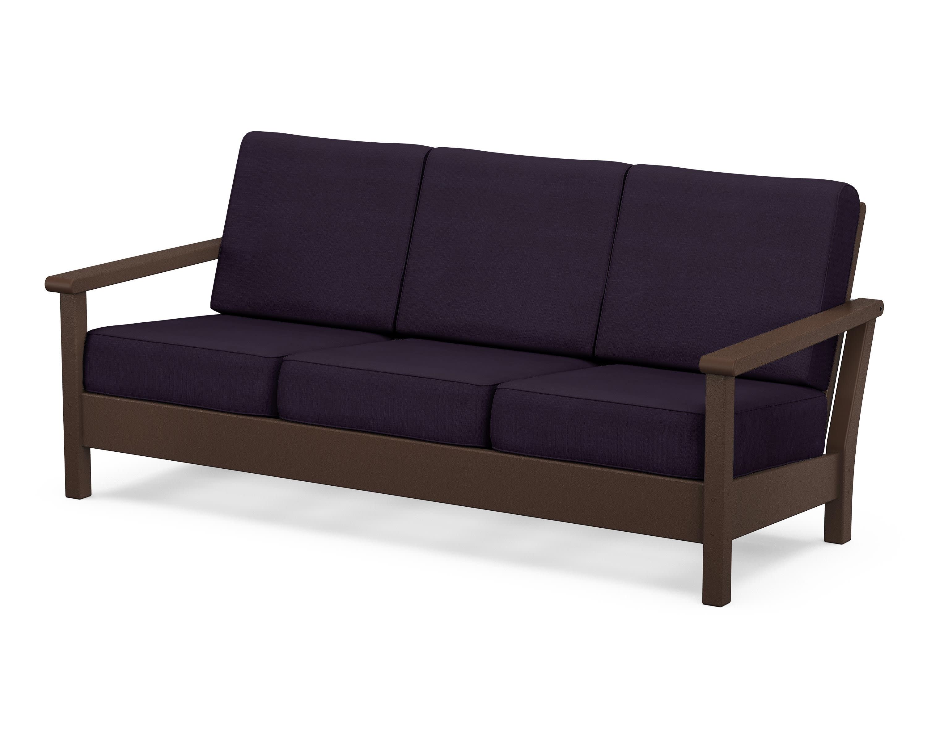 Harbour Deep Seating Sofa in Mahogany / Navy Linen