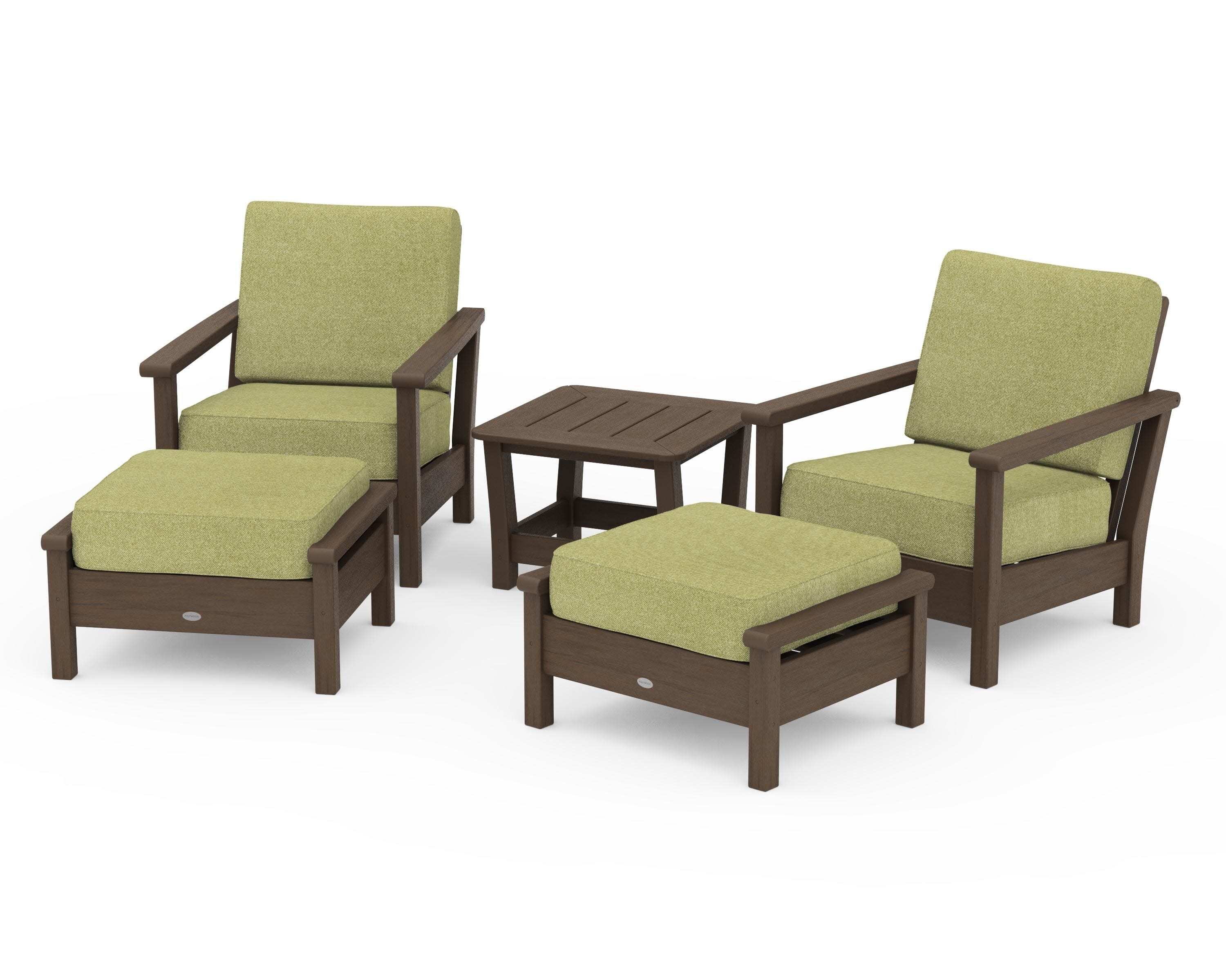 Harbour 5-Piece Deep Seating Chair Set in Kona / Chartreuse Boucle