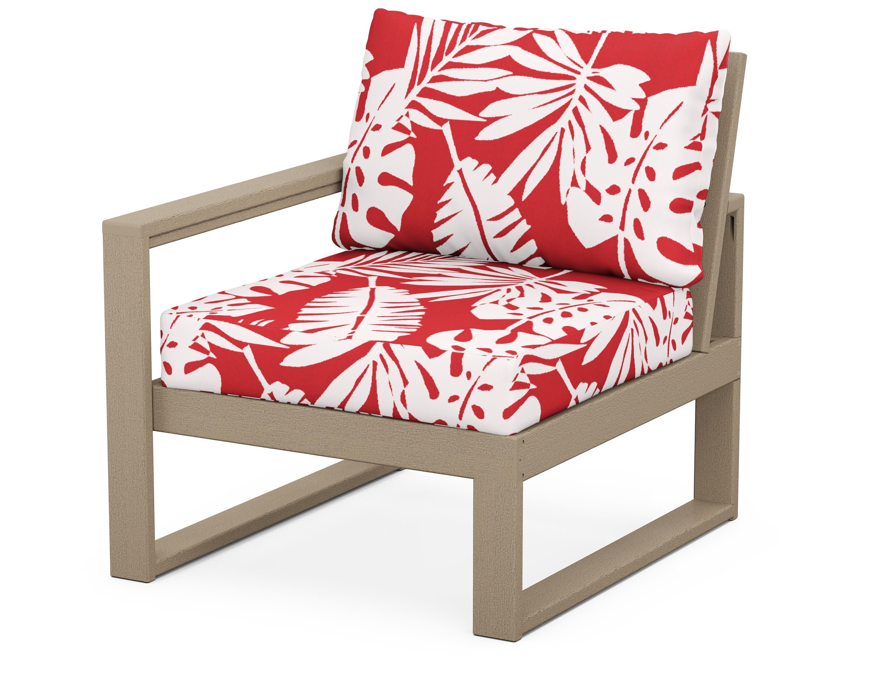 EDGE Modular Left Arm Chair in Vintage Sahara / Leaf Crimson