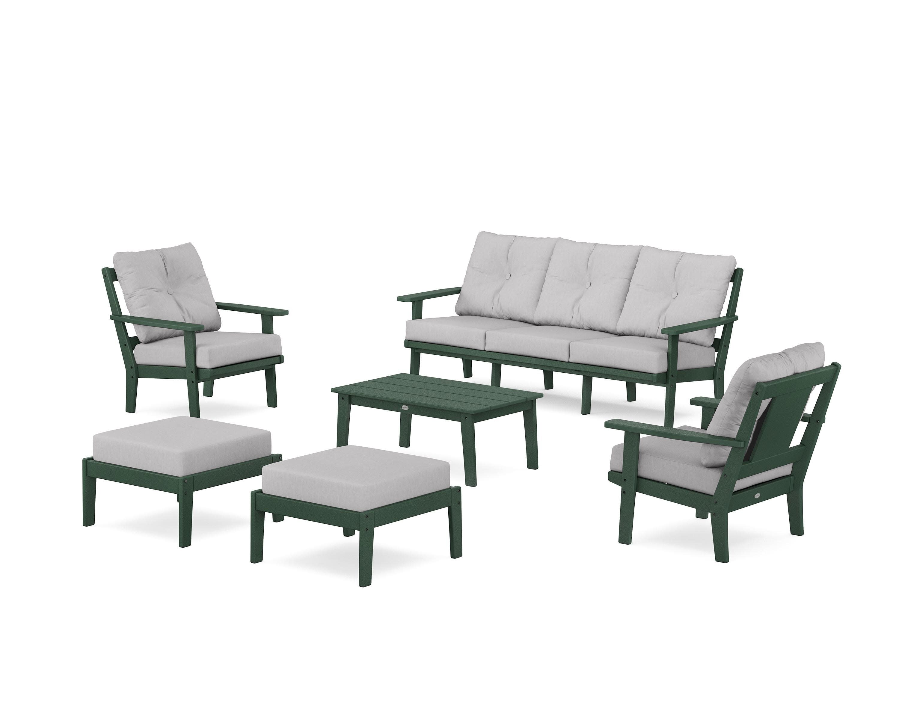 Prairie 6-Piece Lounge Sofa Set in Green / Granite
