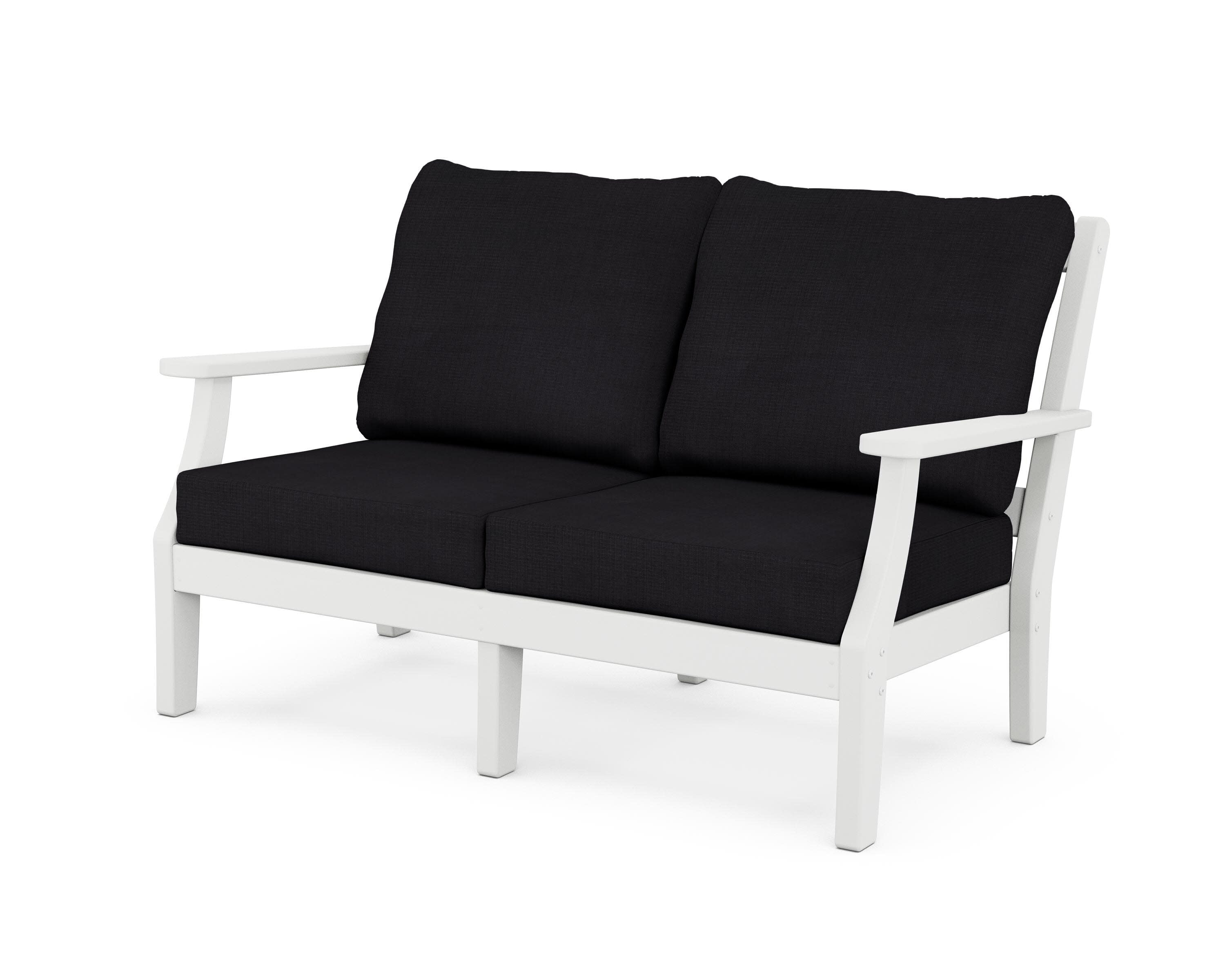 Chinoiserie Deep Seating Loveseat in White / Midnight Linen