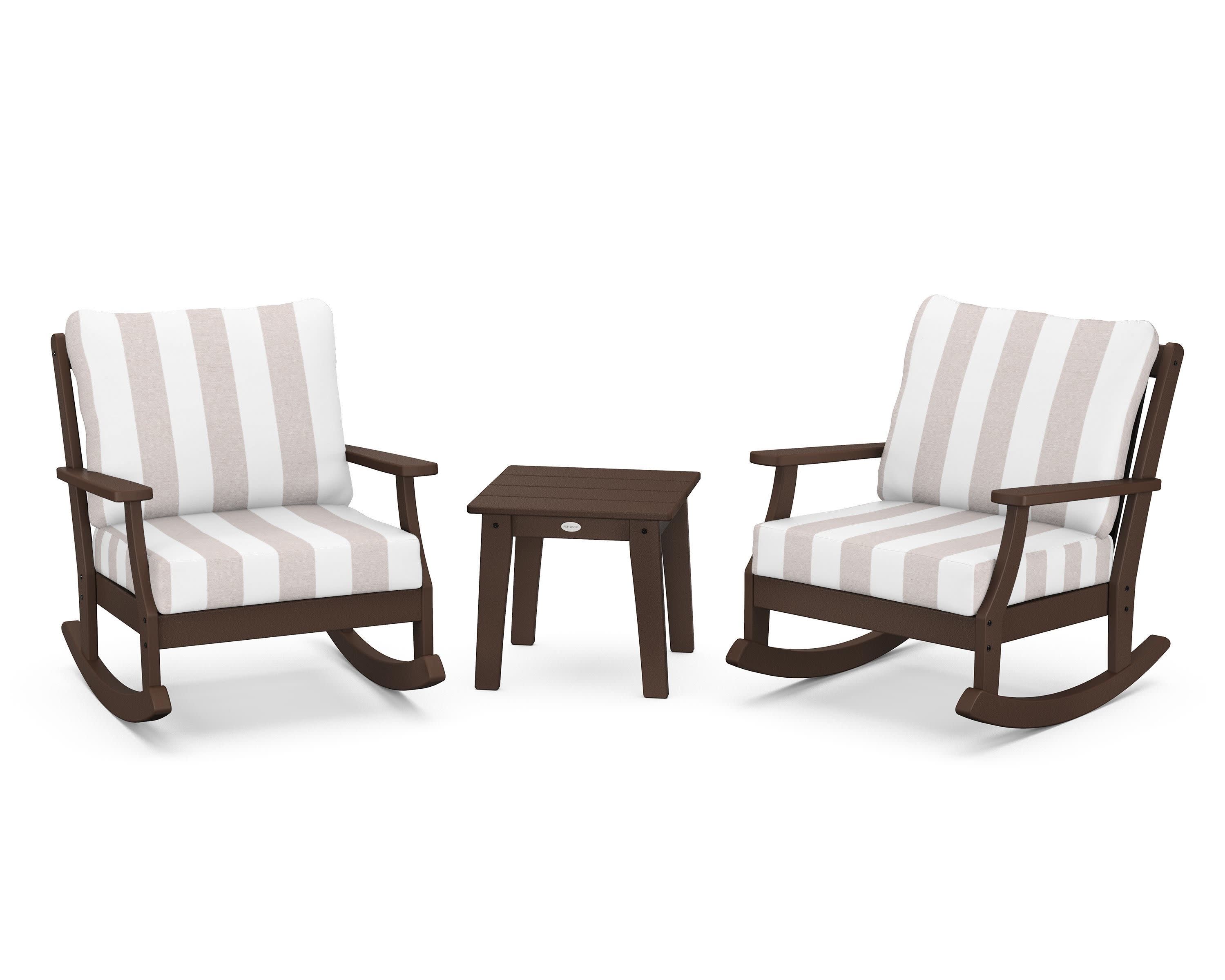 Braxton 3-Piece Deep Seating Rocker Set in Mahogany / Cabana Stripe Dune Burlap