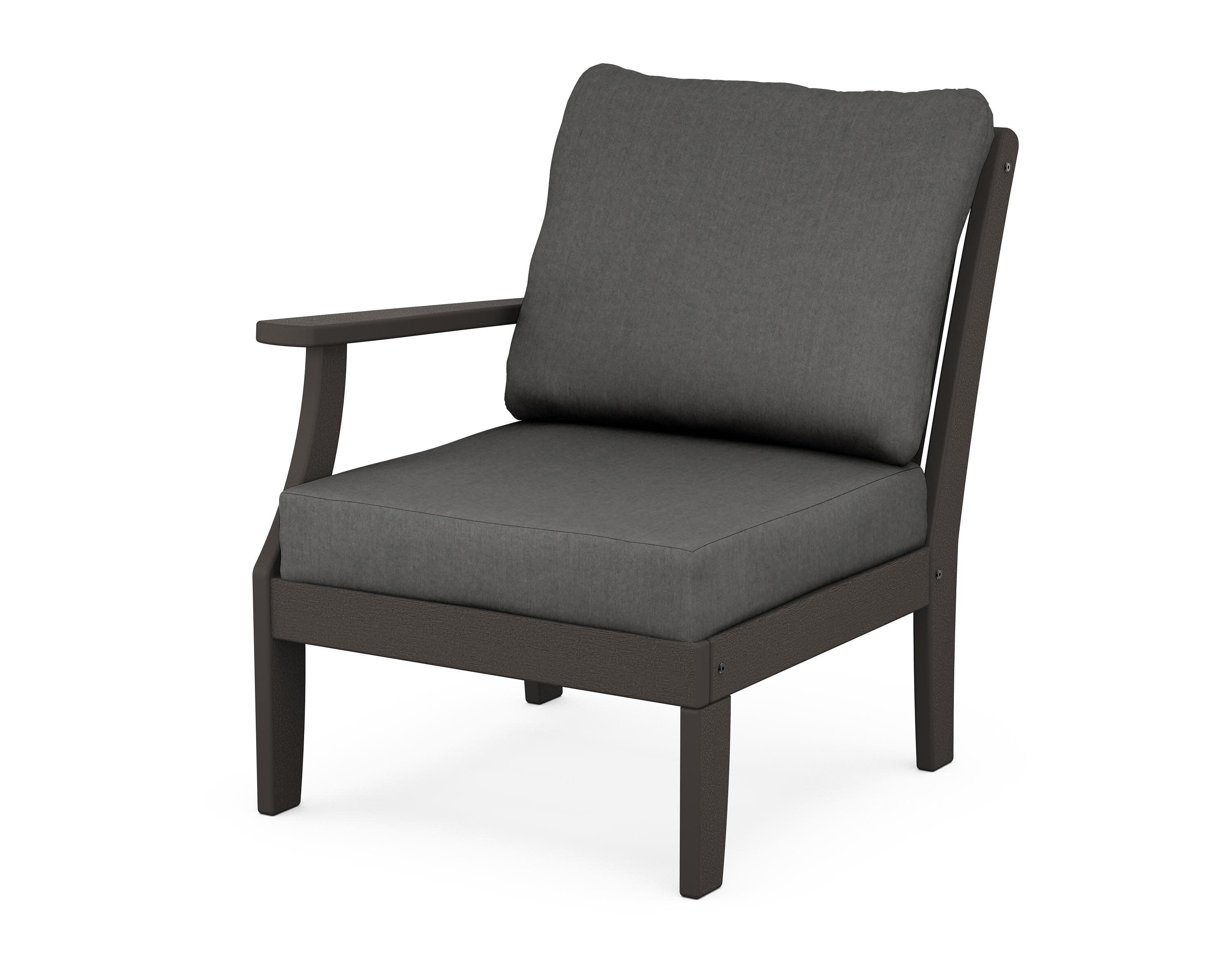 Braxton Modular Left Arm Chair in Vintage Coffee / Spectrum Carbon