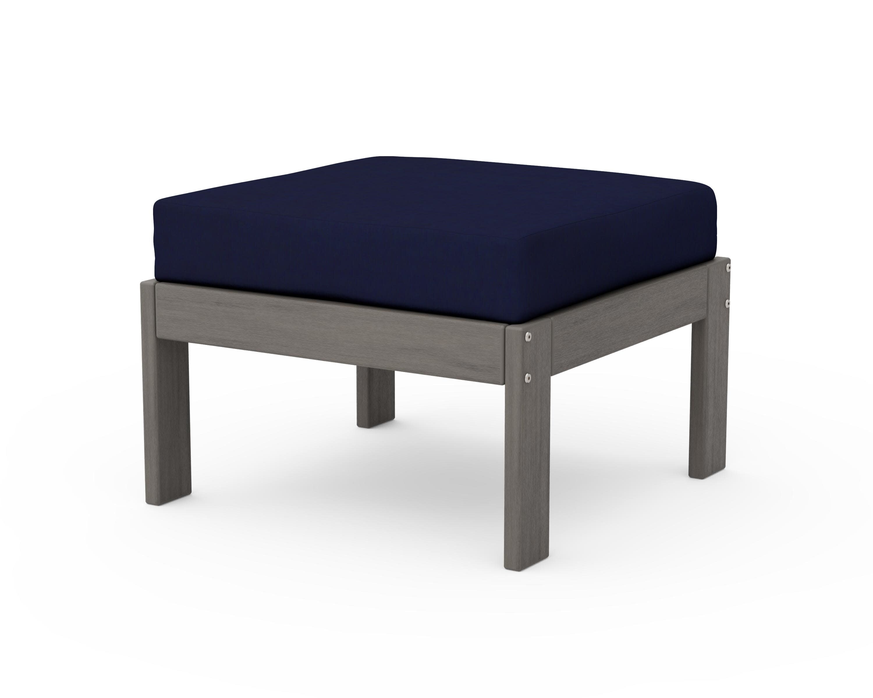 Vineyard Modular Ottoman in Driftwood / Navy