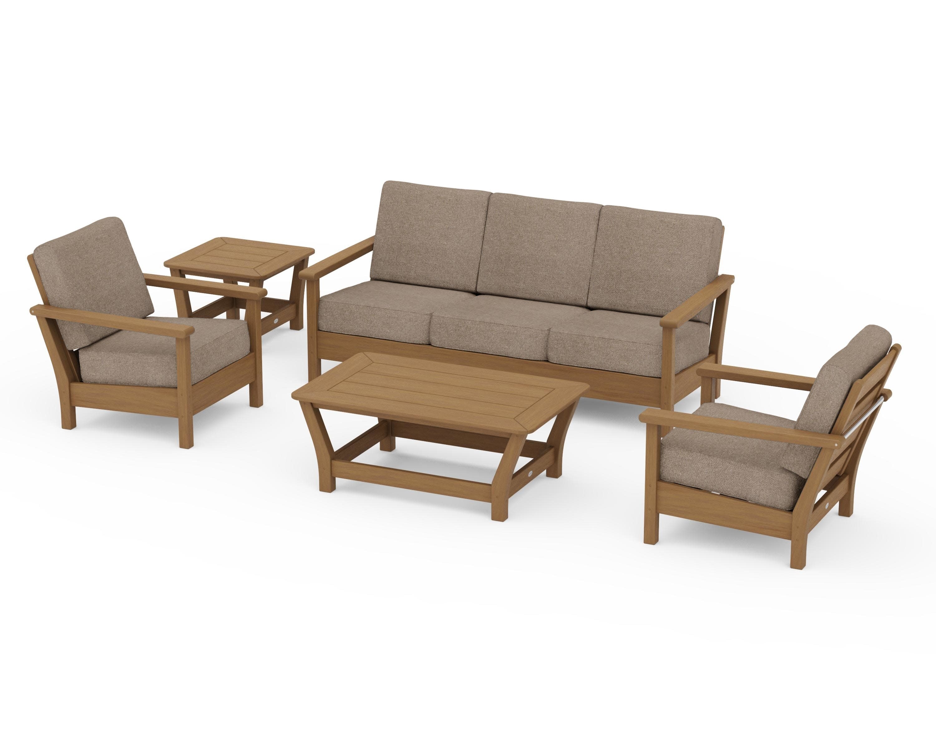 Harbour 5-Piece Deep Seating Set in Natural / Spiced Burlap