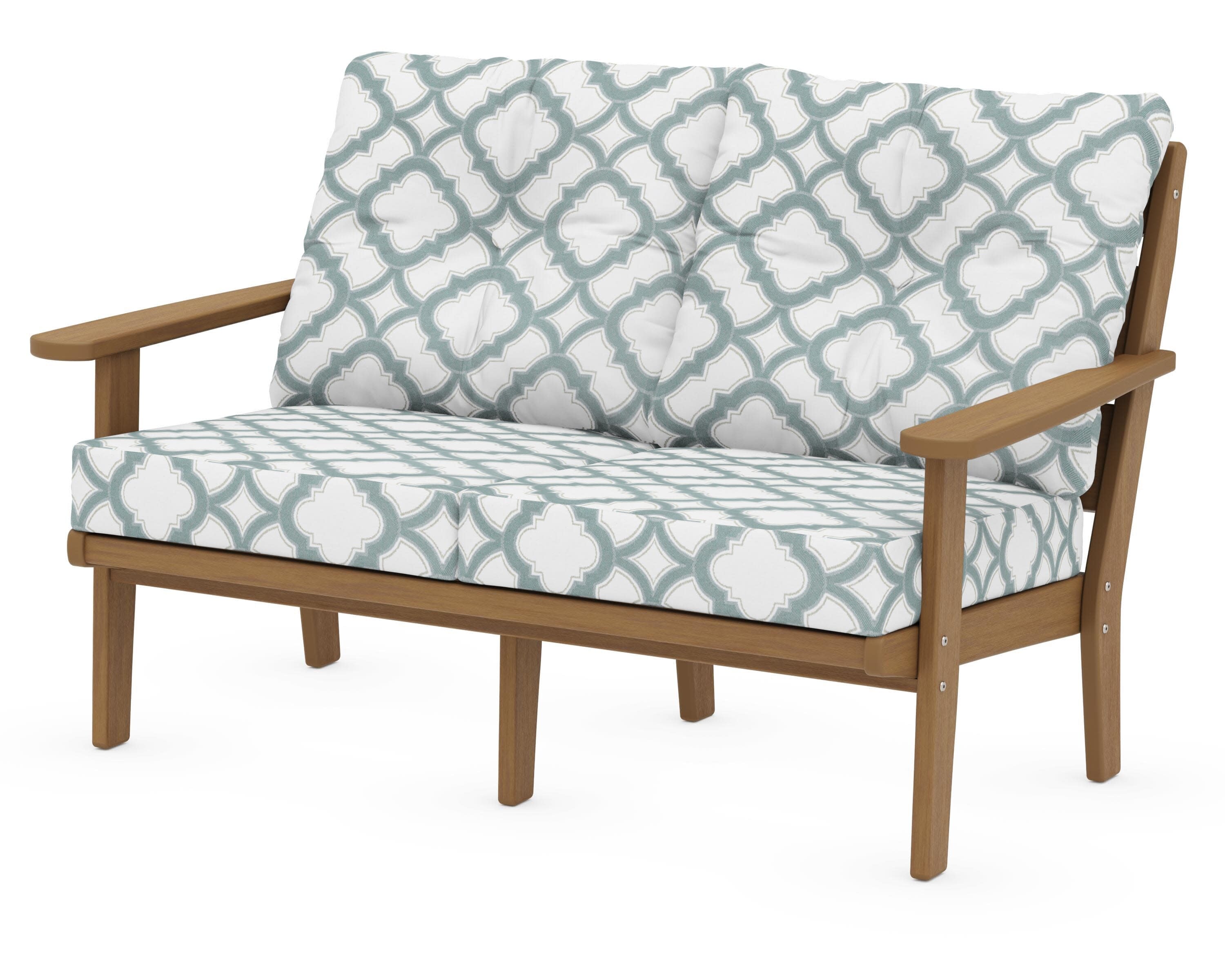 Lakeside Deep Seating Loveseat in Natural / Trellis Glacier Spa