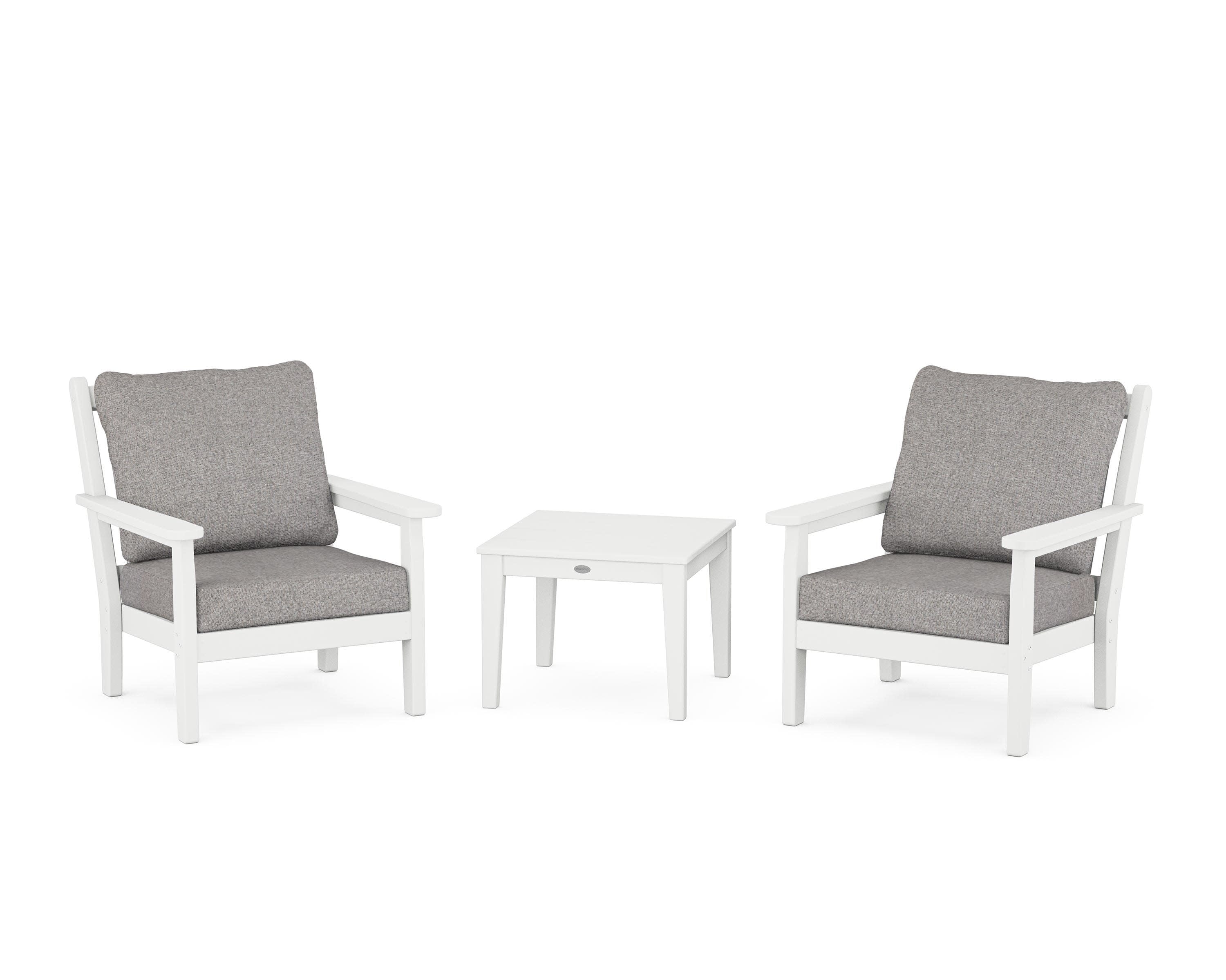 Chippendale 3-Piece Deep Seating Set in White / Grey Mist