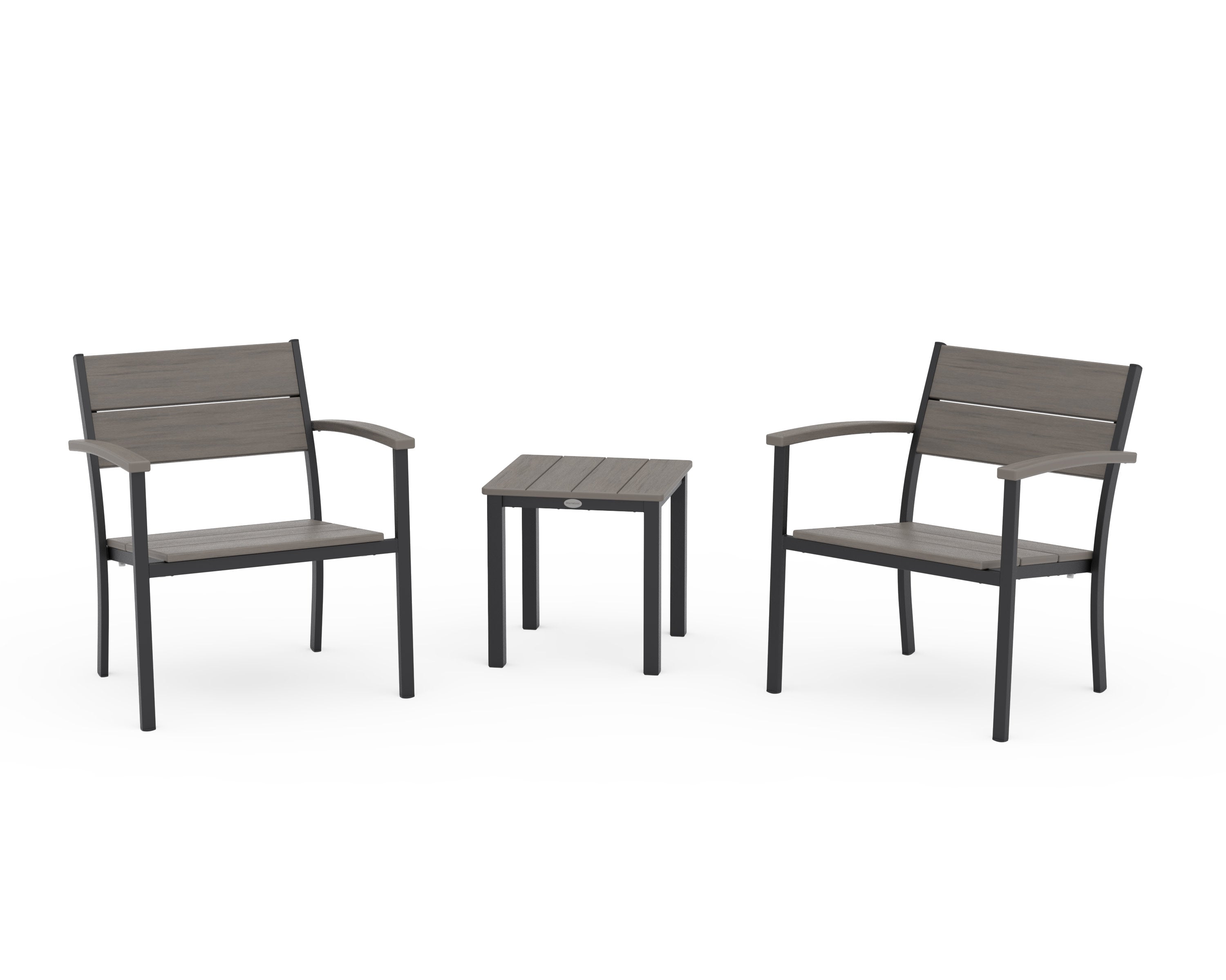 Main Street 3-Piece Lounge Chair Set in Black / Driftwood