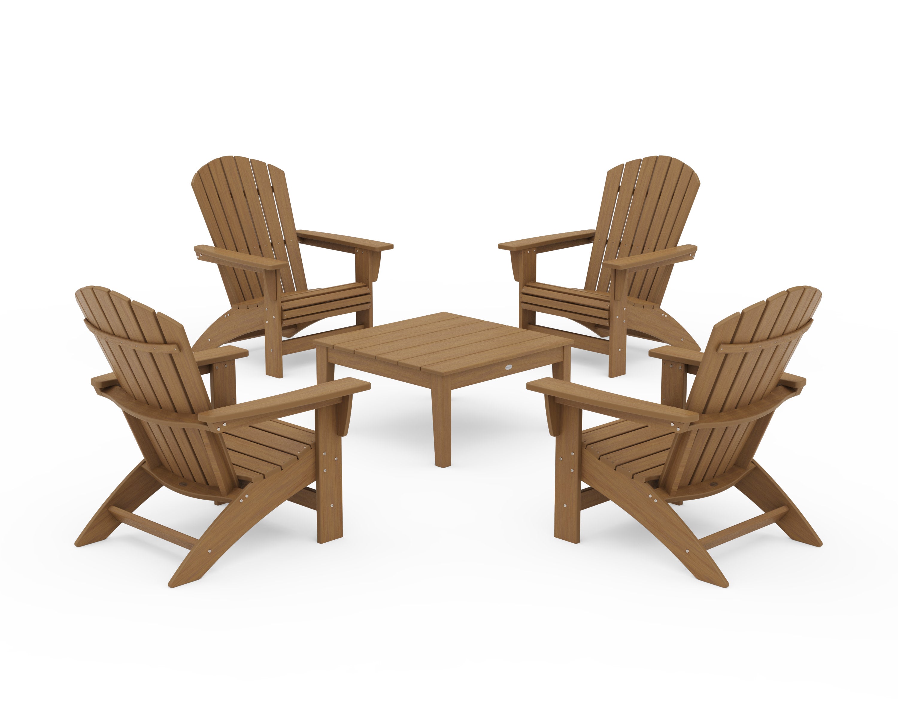 5-Piece Nautical Grand Adirondack Chair Conversation Group in Natural