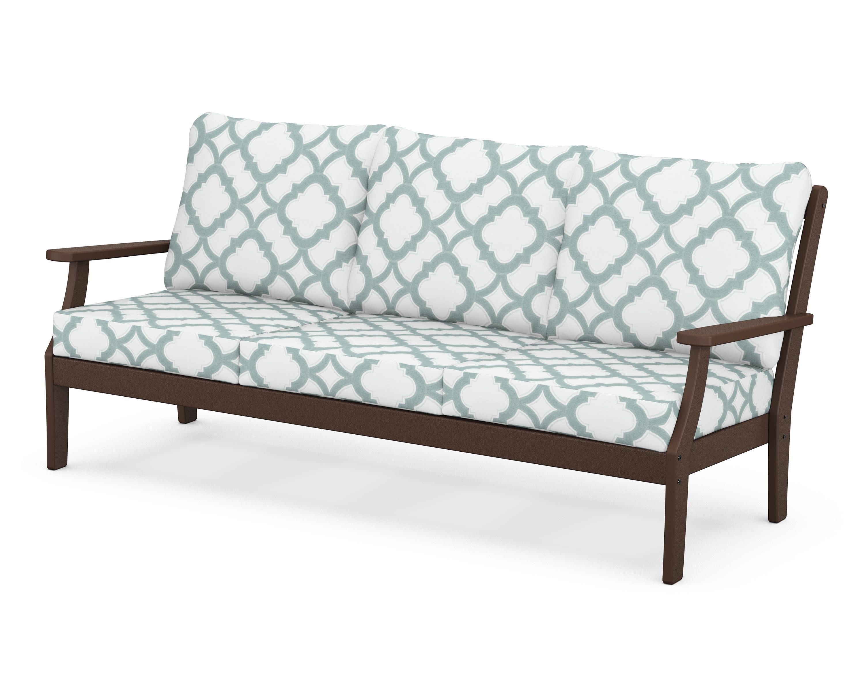 Braxton Deep Seating Sofa in Mahogany / Trellis Glacier Spa