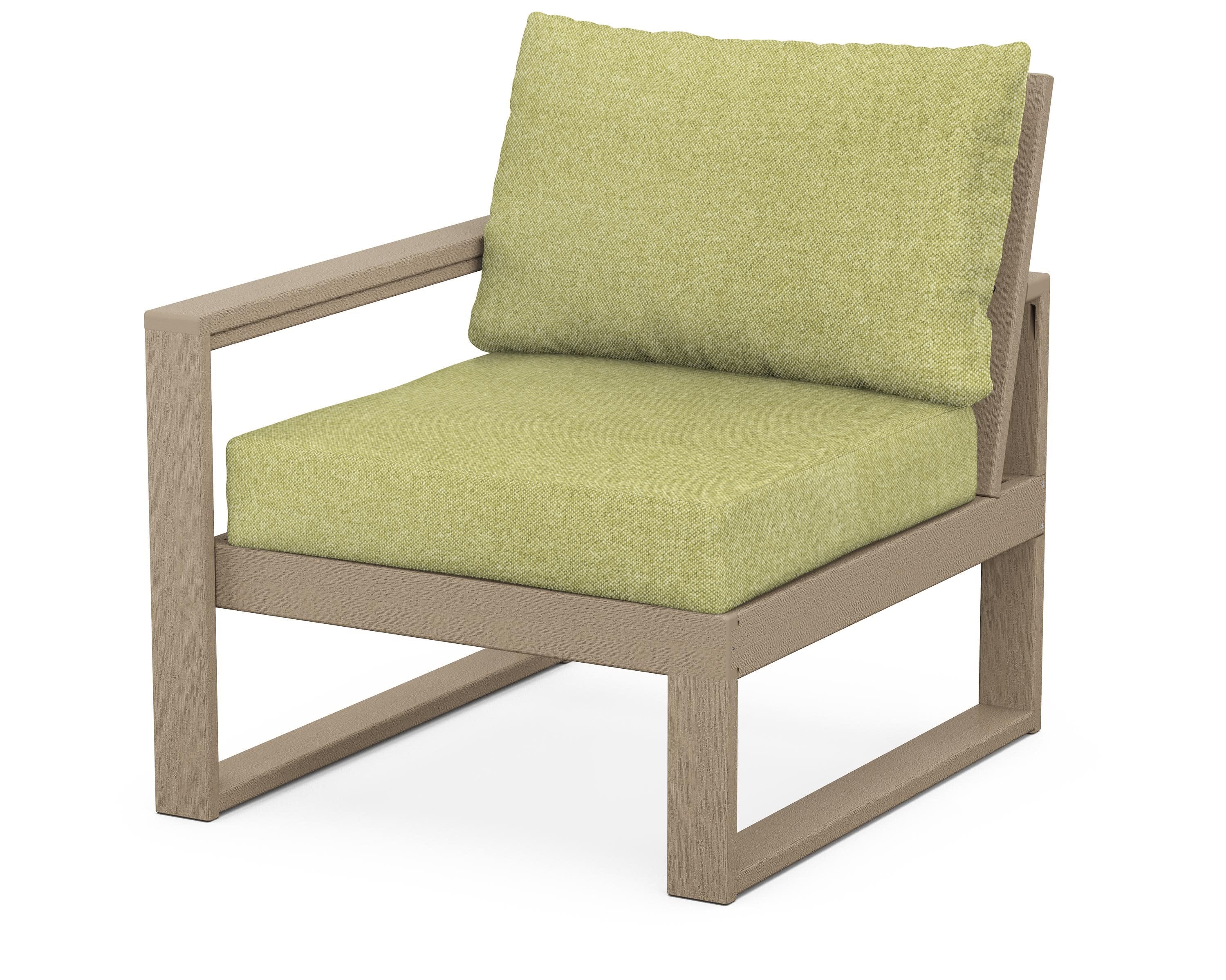 EDGE Modular Left Arm Chair in Vintage Sahara / Chartreuse Boucle