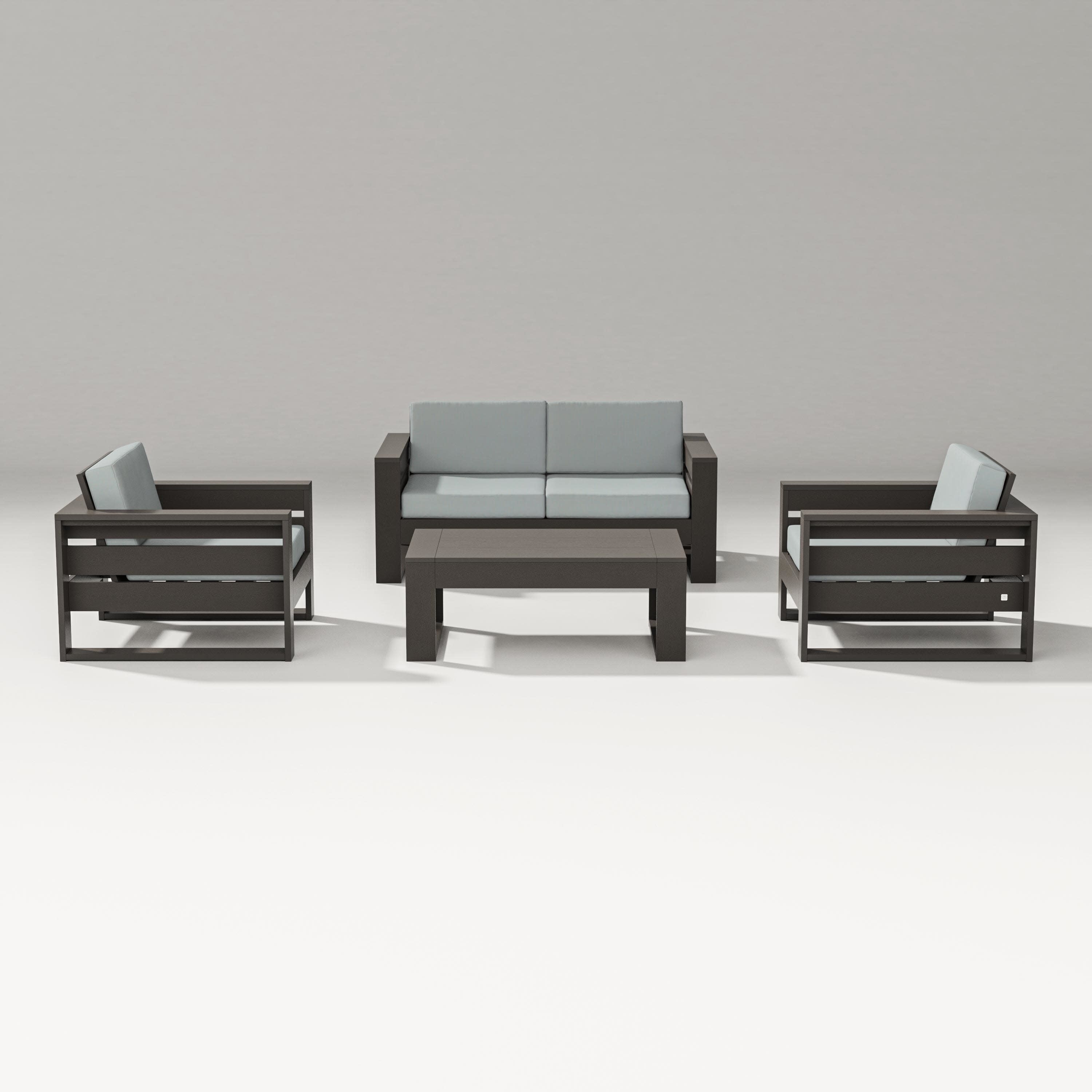 Latitude 4-Piece Lounge Loveseat Set in Vintage Coffee / Spa