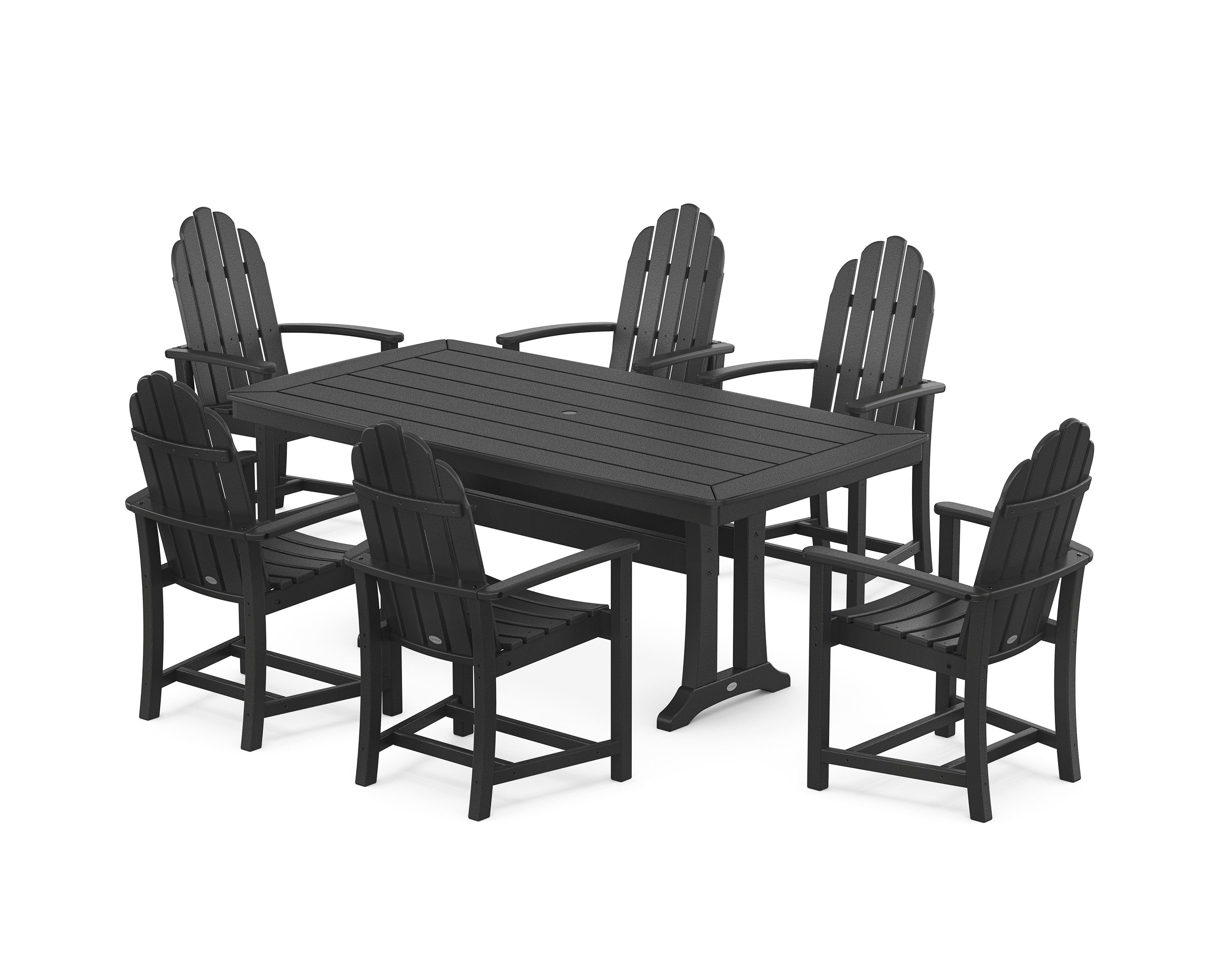 Classic Adirondack 7-Piece Dining Set with Trestle Legs in Black