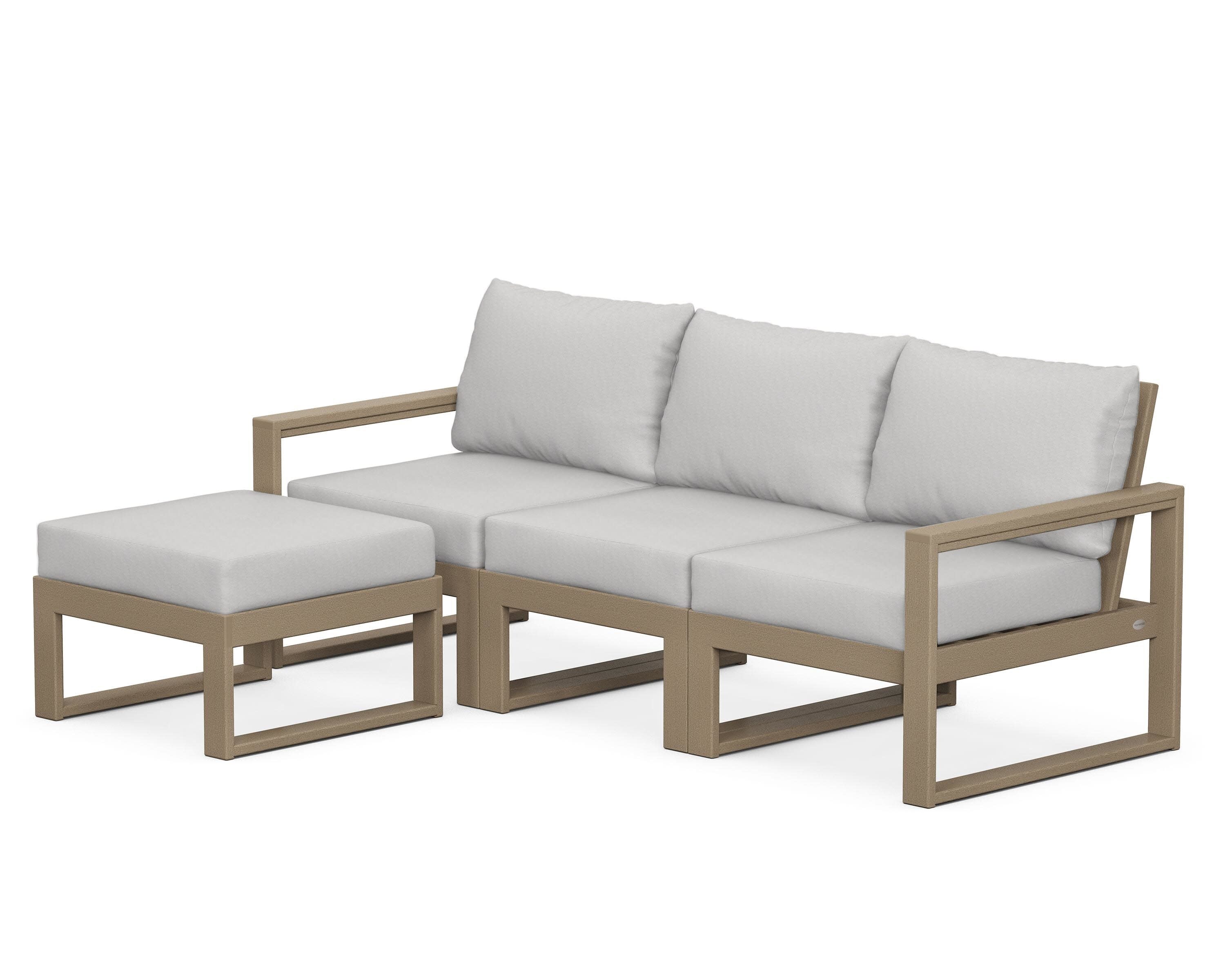 EDGE 4-Piece Modular Deep Seating Set with Ottoman in Vintage Sahara / Diamond in the Rough