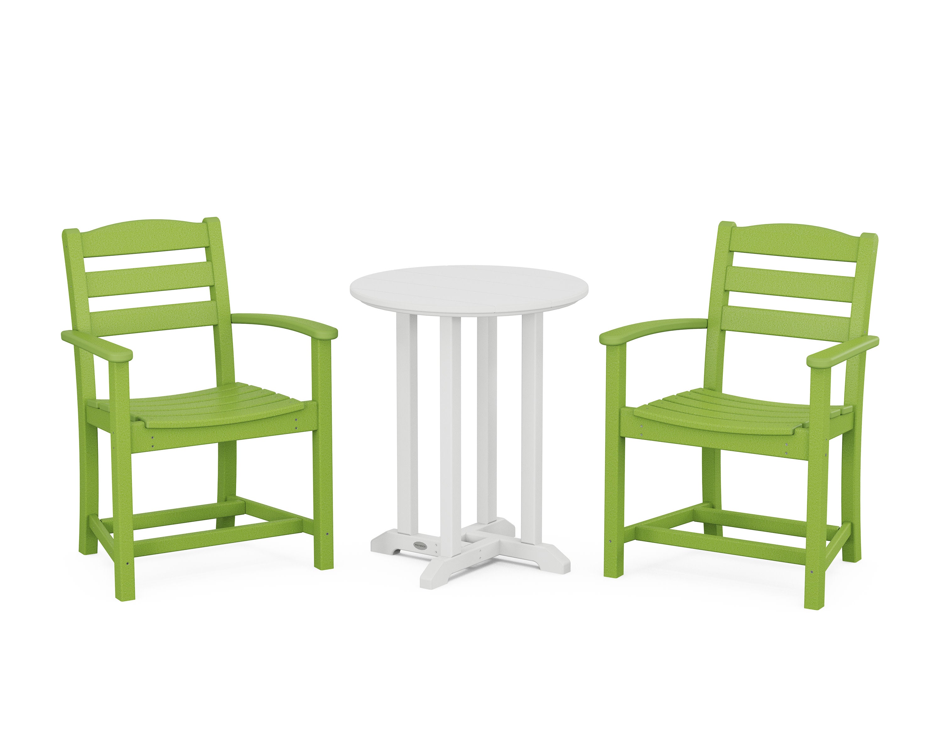La Casa Caf 3-Piece Round Bistro Dining Set in Lime / White