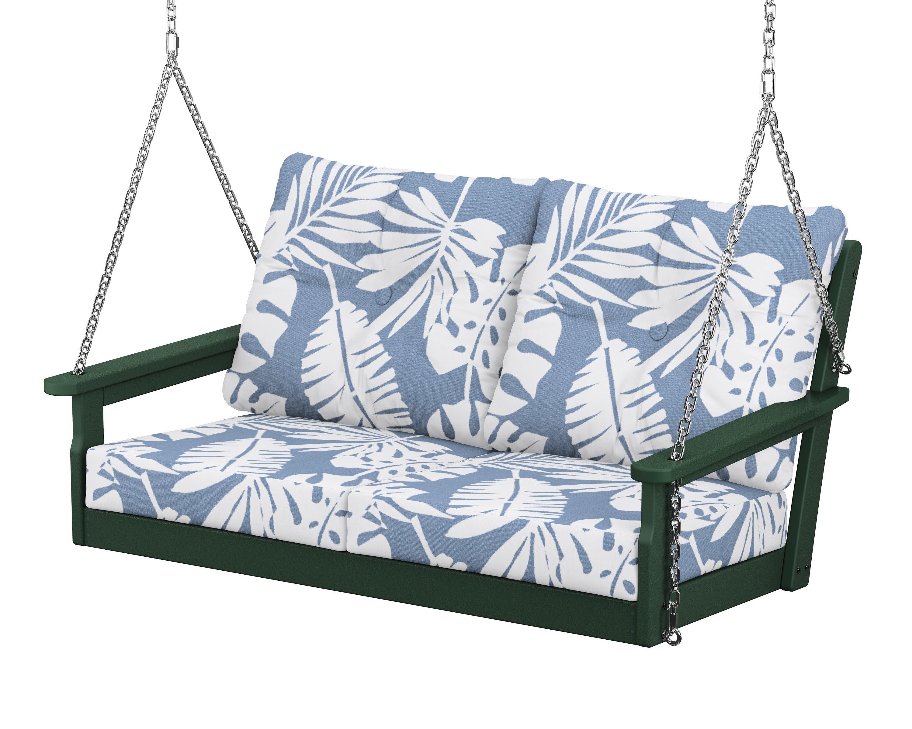 Vineyard Deep Seating Swing in Green / Leaf Sky Blue