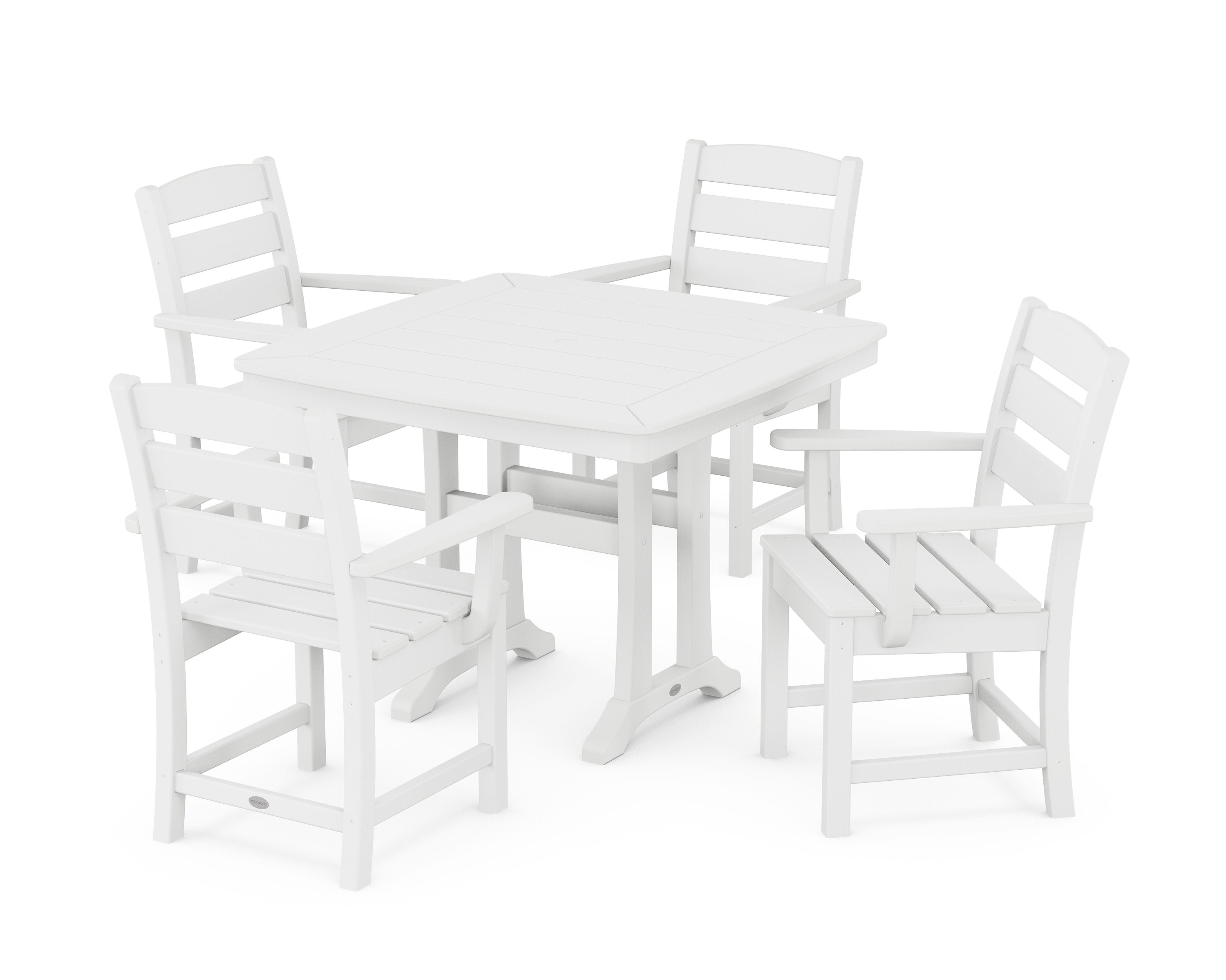 Lakeside 5-Piece Dining Set with Trestle Legs in White