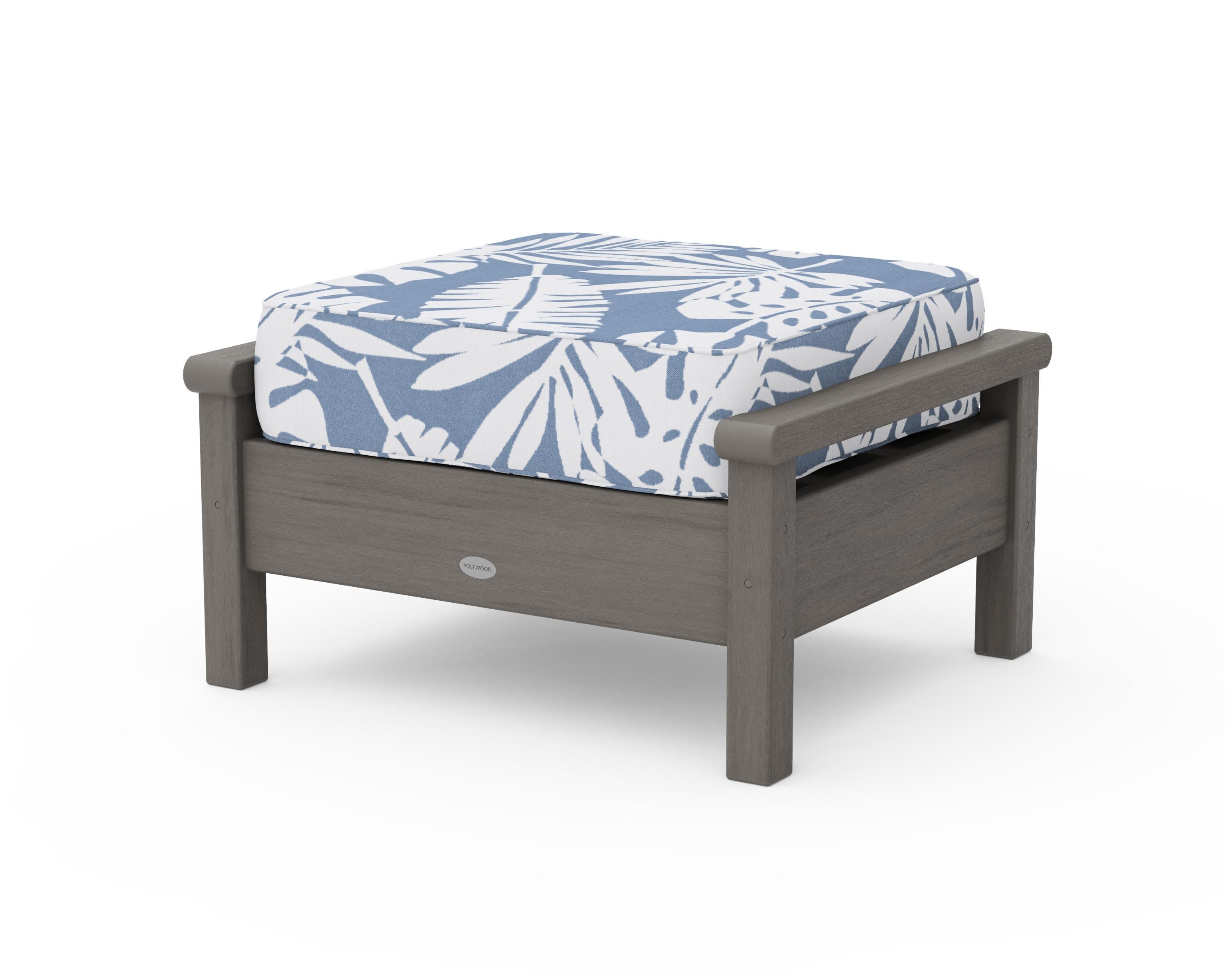 Harbour Deep Seating Ottoman in Driftwood / Leaf Sky Blue