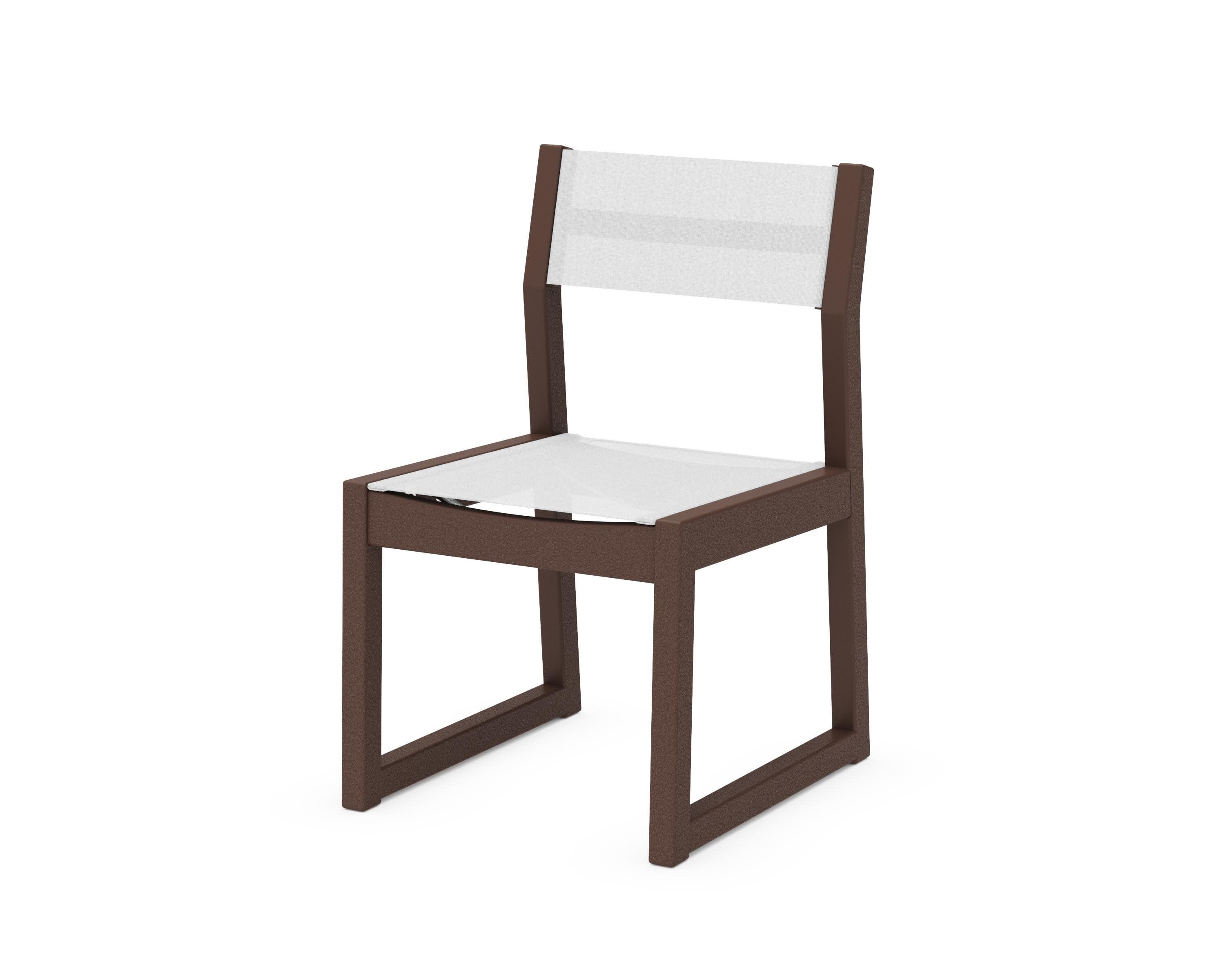 EDGE Sling Dining Side Chair in Mahogany / White Sling