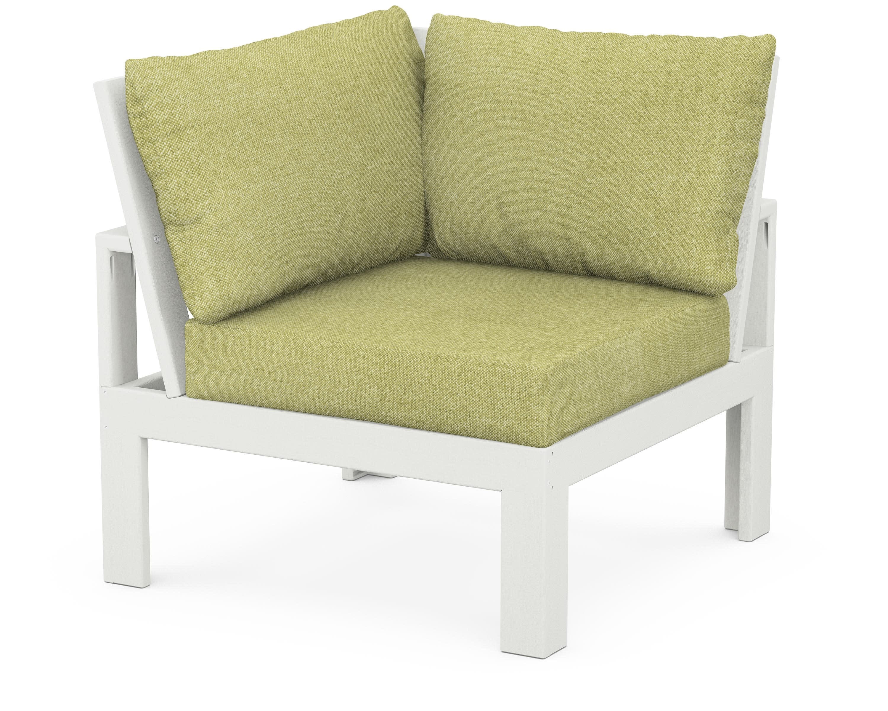 Modular Corner Chair in Vintage White / Chartreuse Boucle