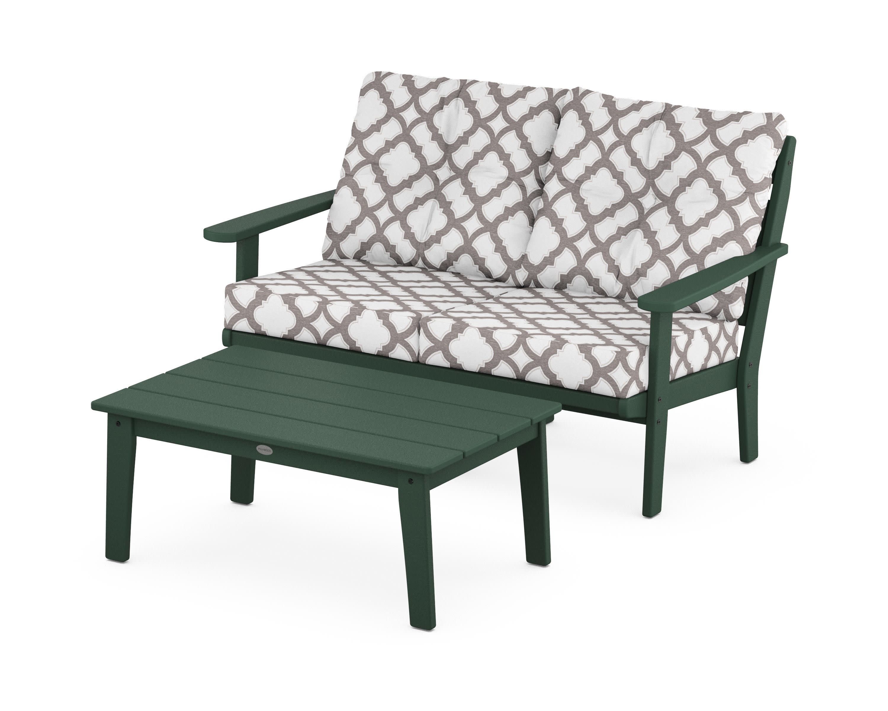 Lakeside 2-Piece Lounge Loveseat Set in Green / Trellis Grey Mist