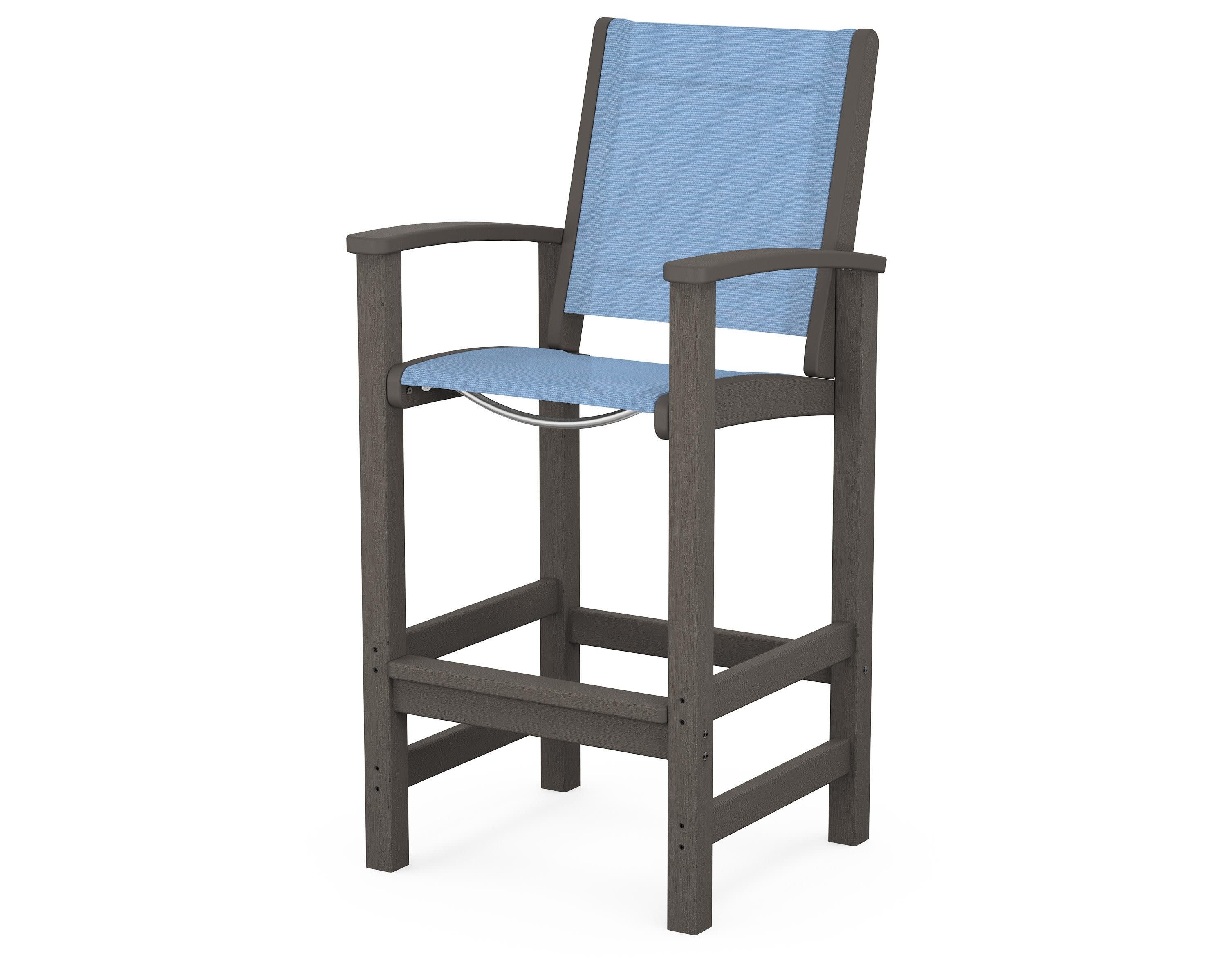 Coastal Bar Chair in Vintage Coffee / Poolside Sling