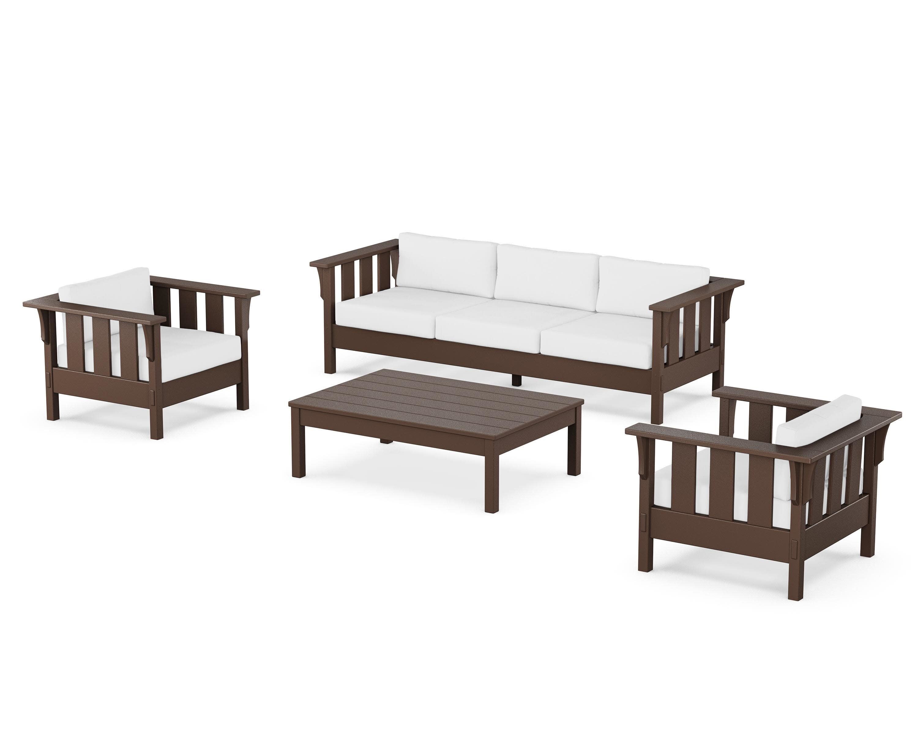 Acadia 4-Piece Deep Seating Set with Sofa in Mahogany / Natural
