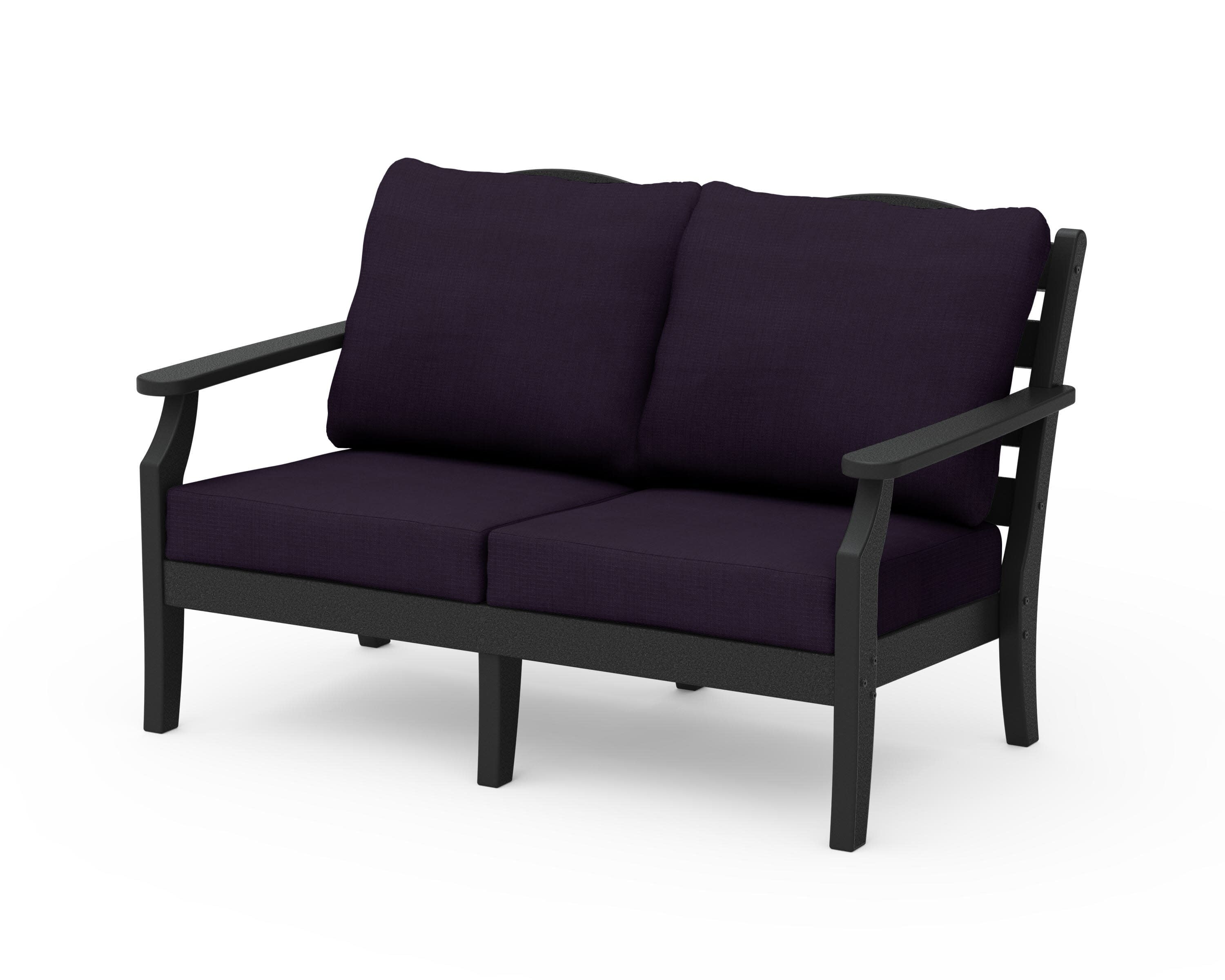 Savannah Deep Seating Loveseat in Black / Navy Linen