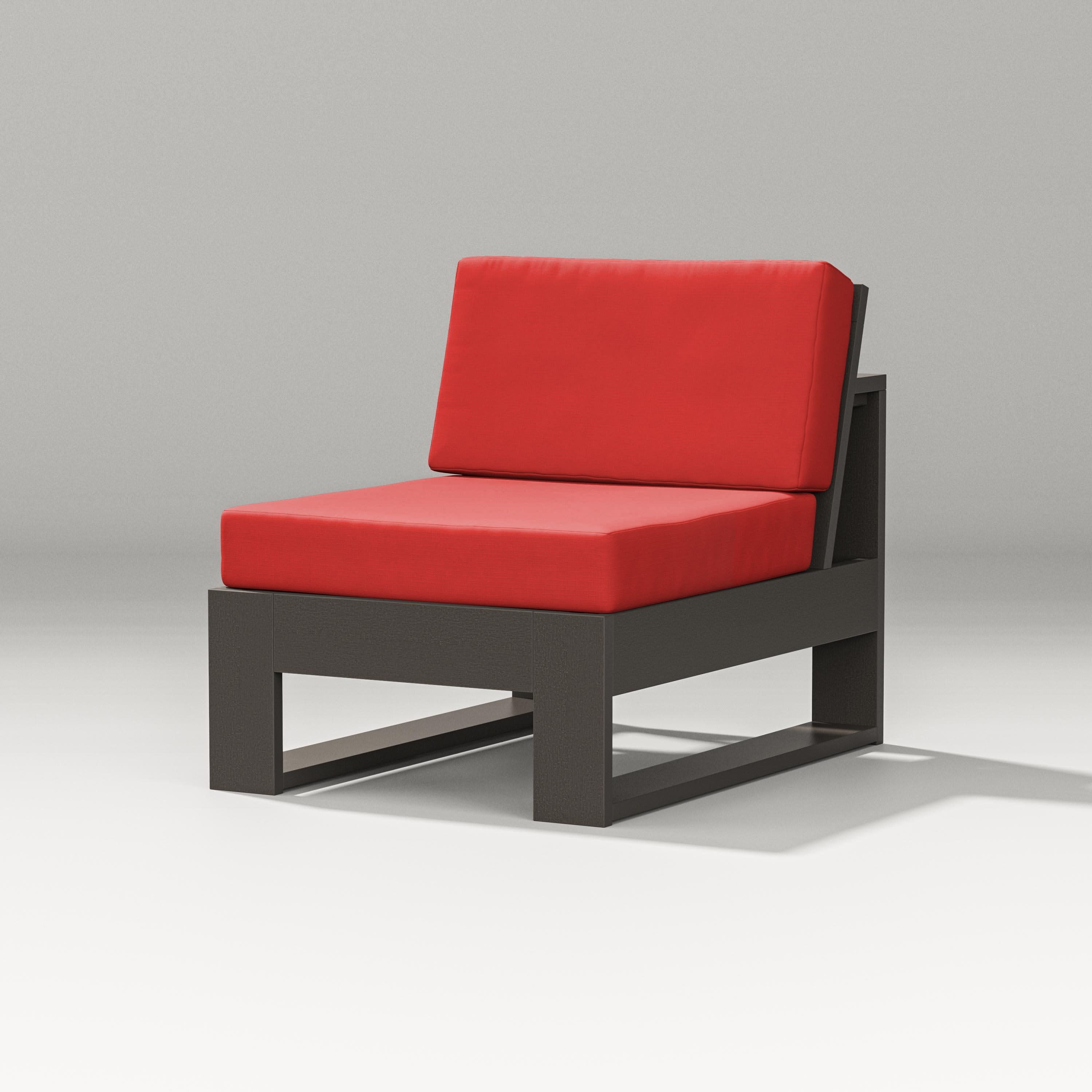 Latitude Modular Armless Chair in Vintage Coffee / Crimson Linen